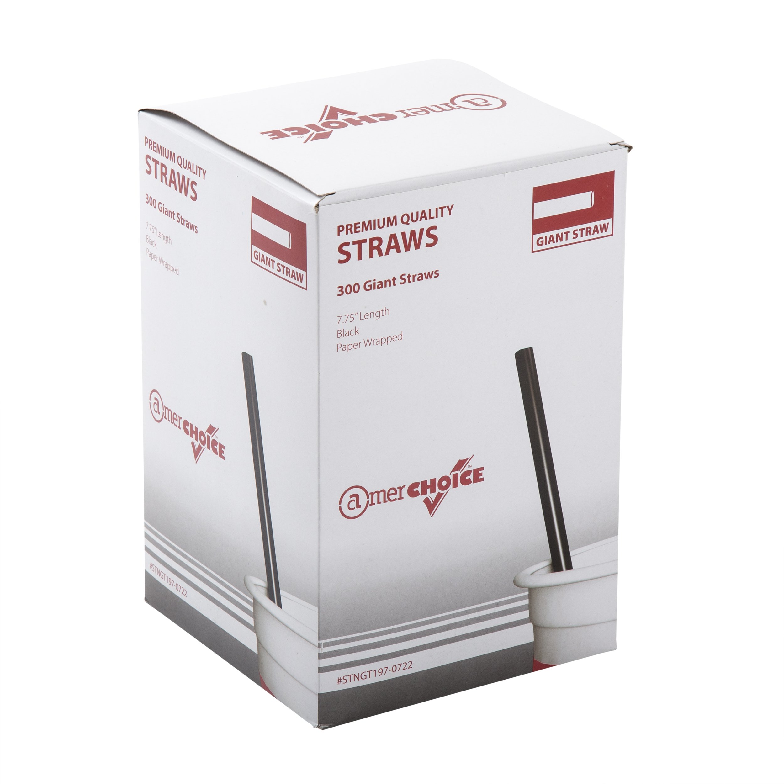 AmerCare 7.75 Inch Giant Paper Wrapped Black Straws - Bulk Pack of 7200 Eco-Friendly Drinking Straws for Parties, Restaurants & Smoothie Shops
