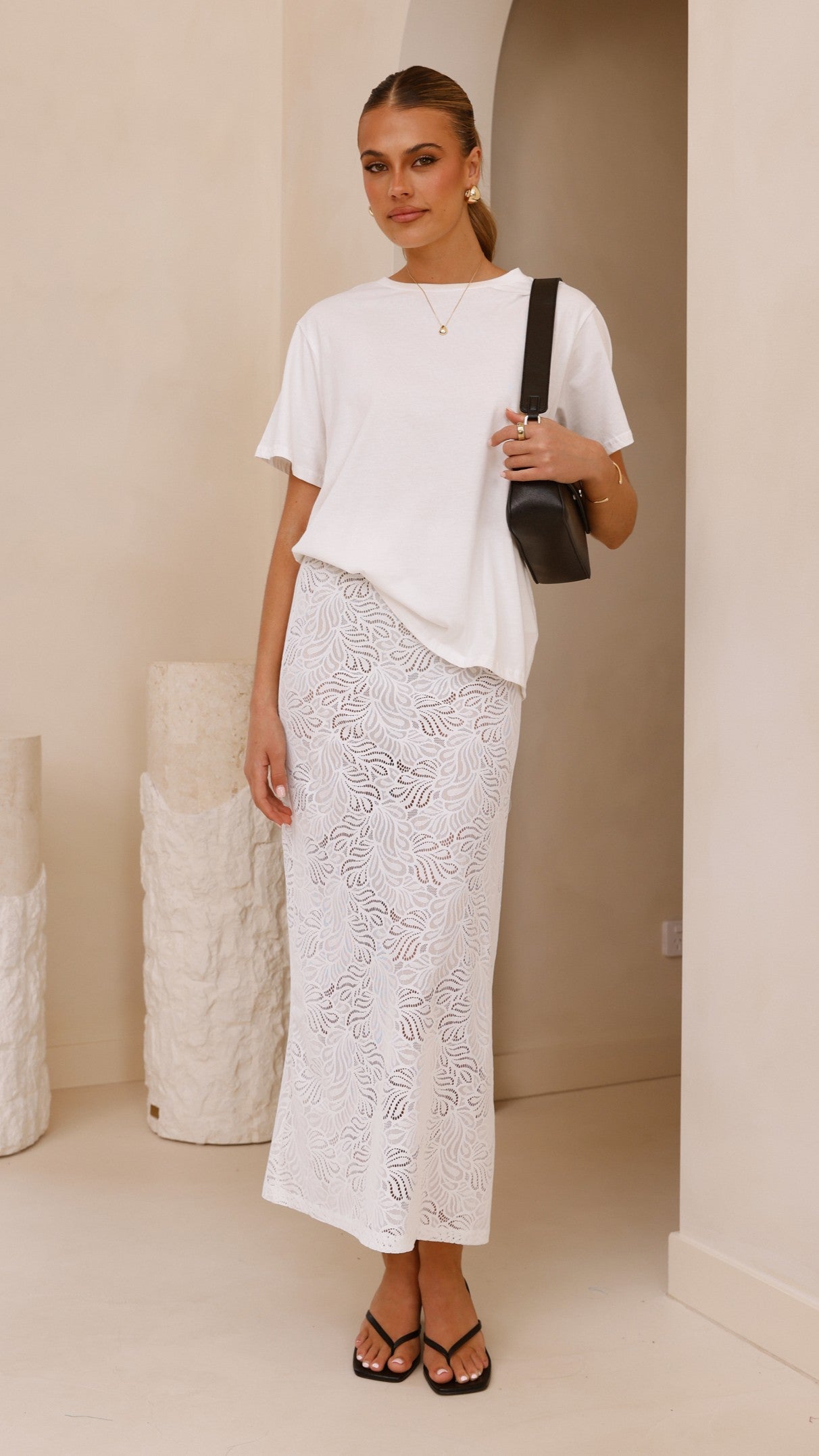 Elegant White Louisa Lace Maxi Skirt for Women - Boho Summer Beach Dress, Perfect for Weddings, Parties & Vacation Outfits