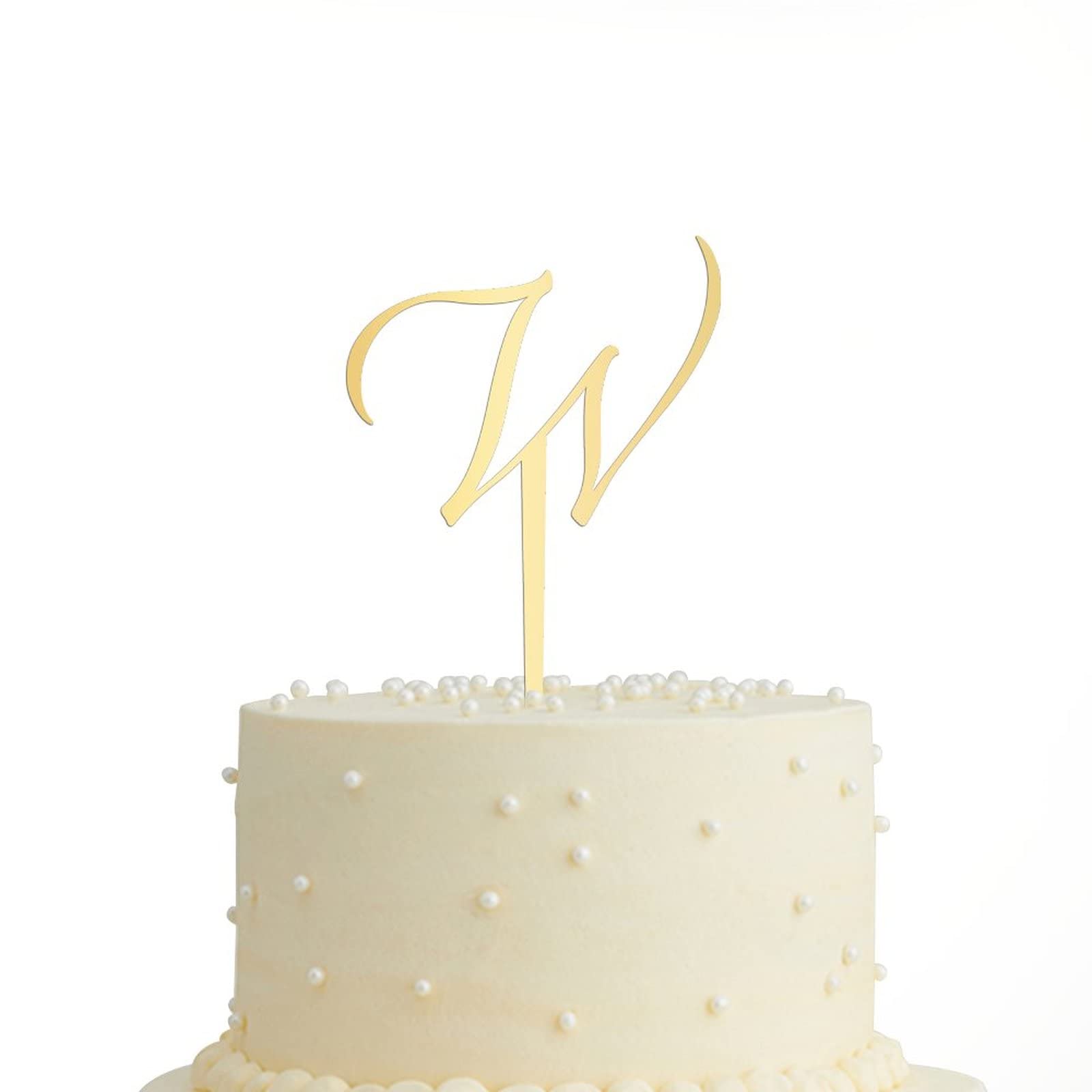 Personalized Acrylic Gold Glitter Letter W Cake Topper - Rustic Wedding, Anniversary, Engagement Party Decor - Perfect for Custom Cakes and Special Celebrations