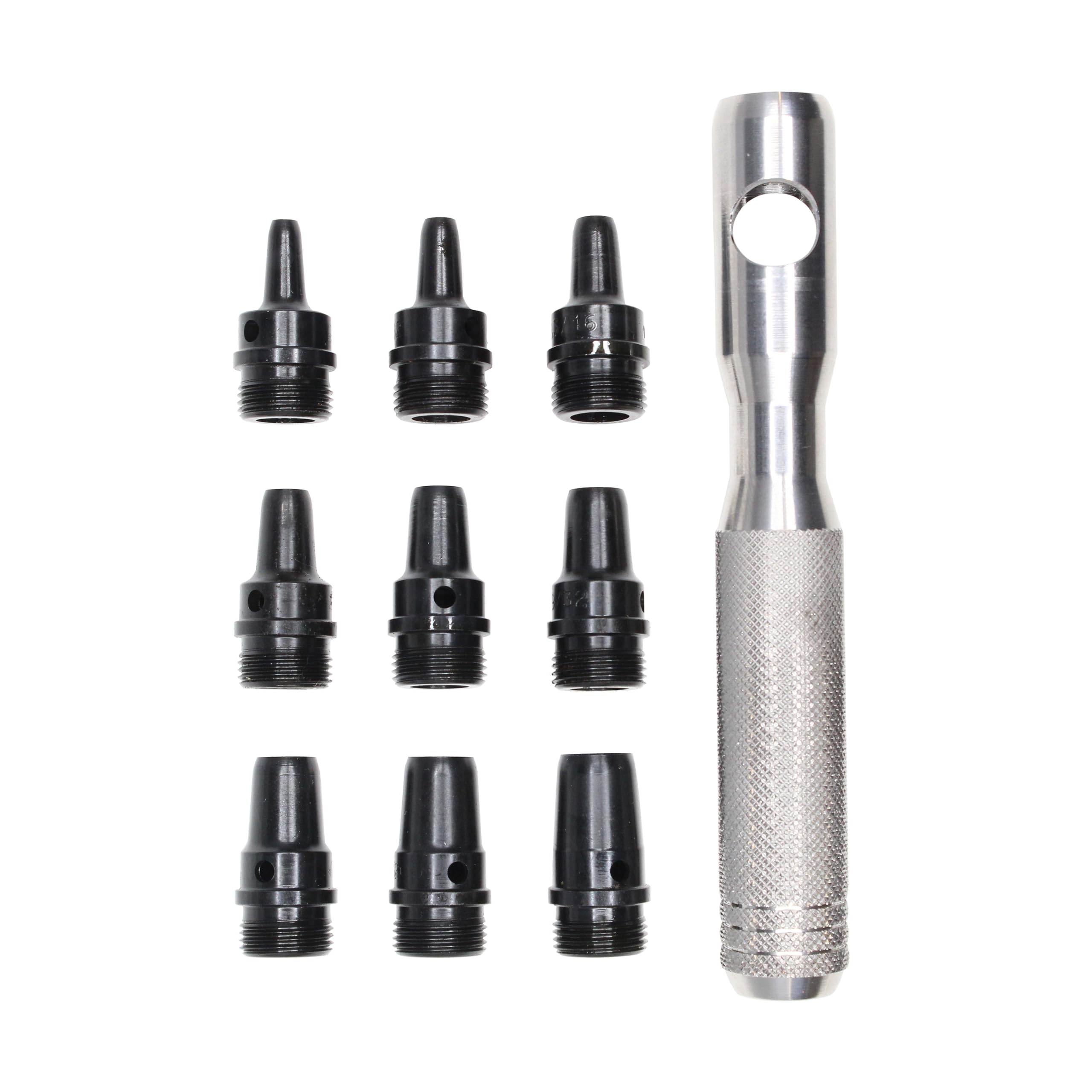Mayhew Tools 66012 10-Piece Hollow Punch Set - Black | Professional Metalworking & Leather Crafting Tool Kit for DIY Projects