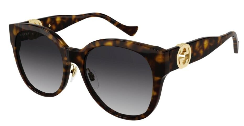 Gucci GG 1028SK 007 Havana Gradient Gray Round Cat Eye Women's Sunglasses UV Protection - Stylish Fashion Accessory for Women, Perfect for Beach, Driving & Outdoor Activities