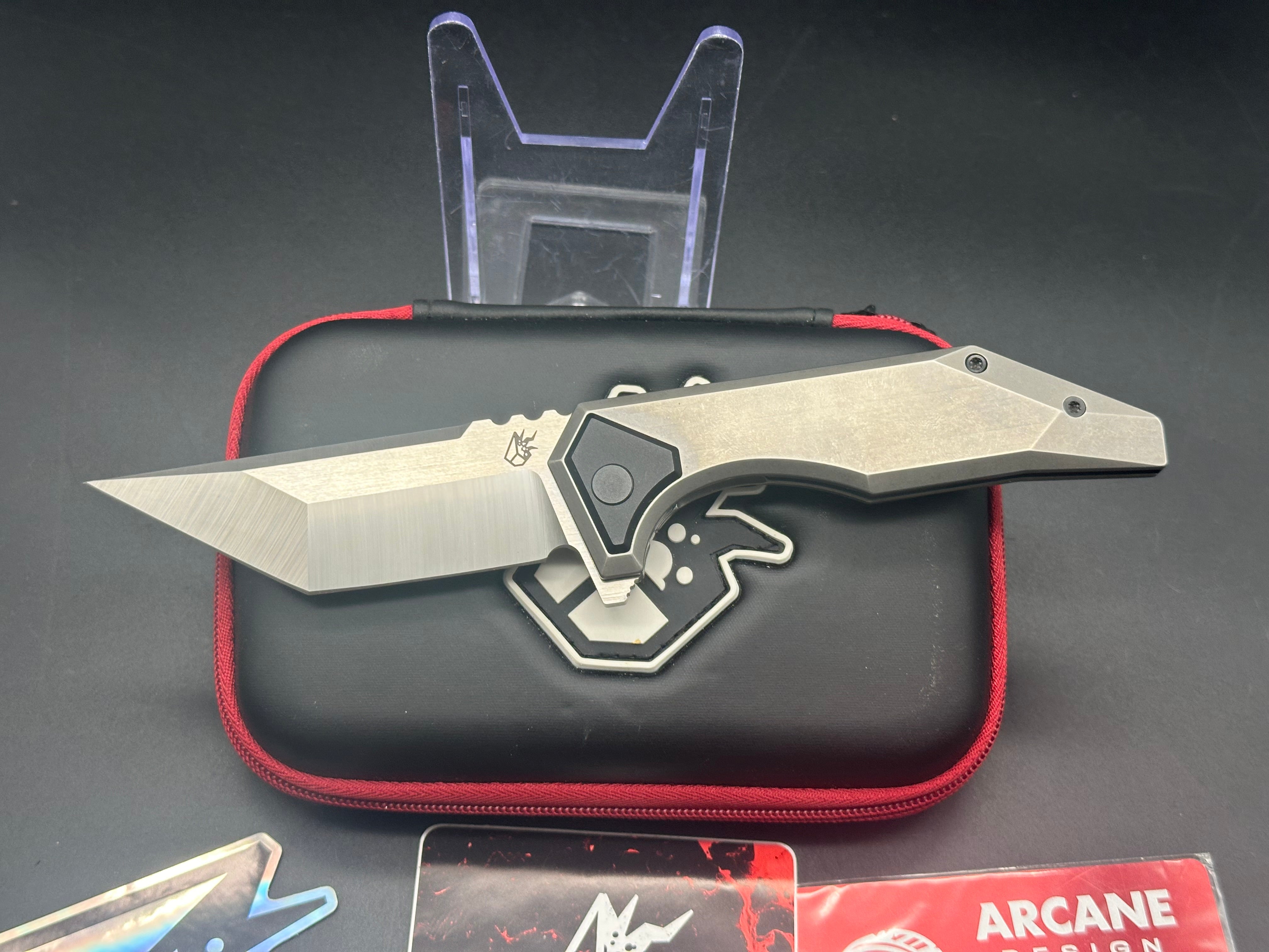 Arcane Necronaut Titanium Handle Folding Knife with M390 Steel Blade - Perfect for Outdoor Camping, Survival, and Everyday Carry (EDC)