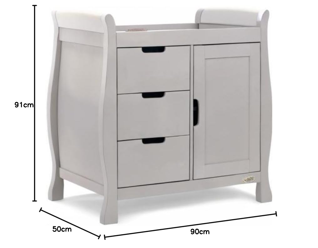 Obaby Stamford Closed Baby Changing Unit in Warm Grey - Compact Nursery Storage & Diaper Station for Small Spaces