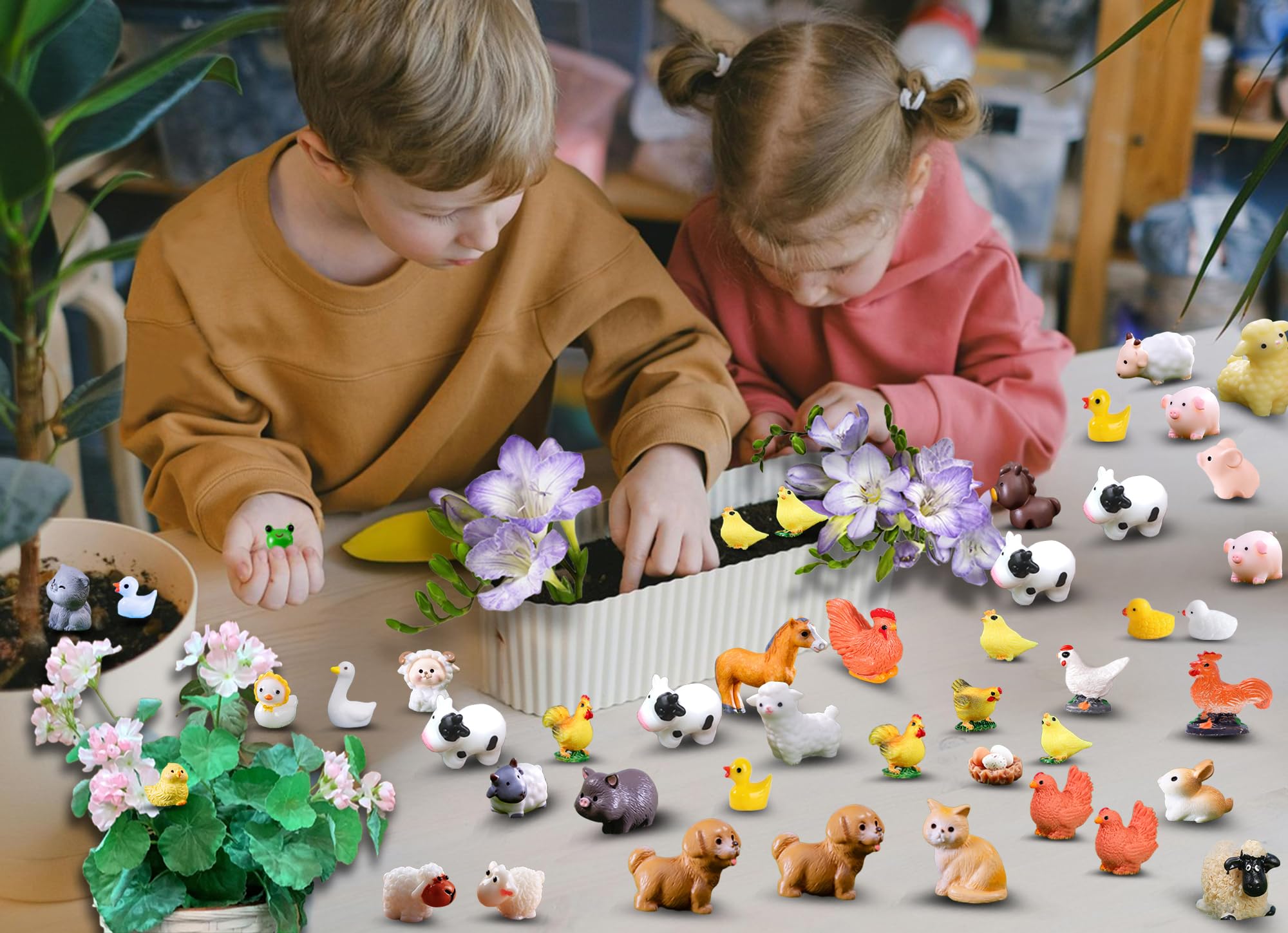48PCS Mini Resin Animal Figurines - Tiny Fairy Garden Decor, Succulent Plant Ornaments, Party Favors & DIY Craft Supplies | Perfect for Fairy Gardens, Terrariums, Home Decor & Gift Giving