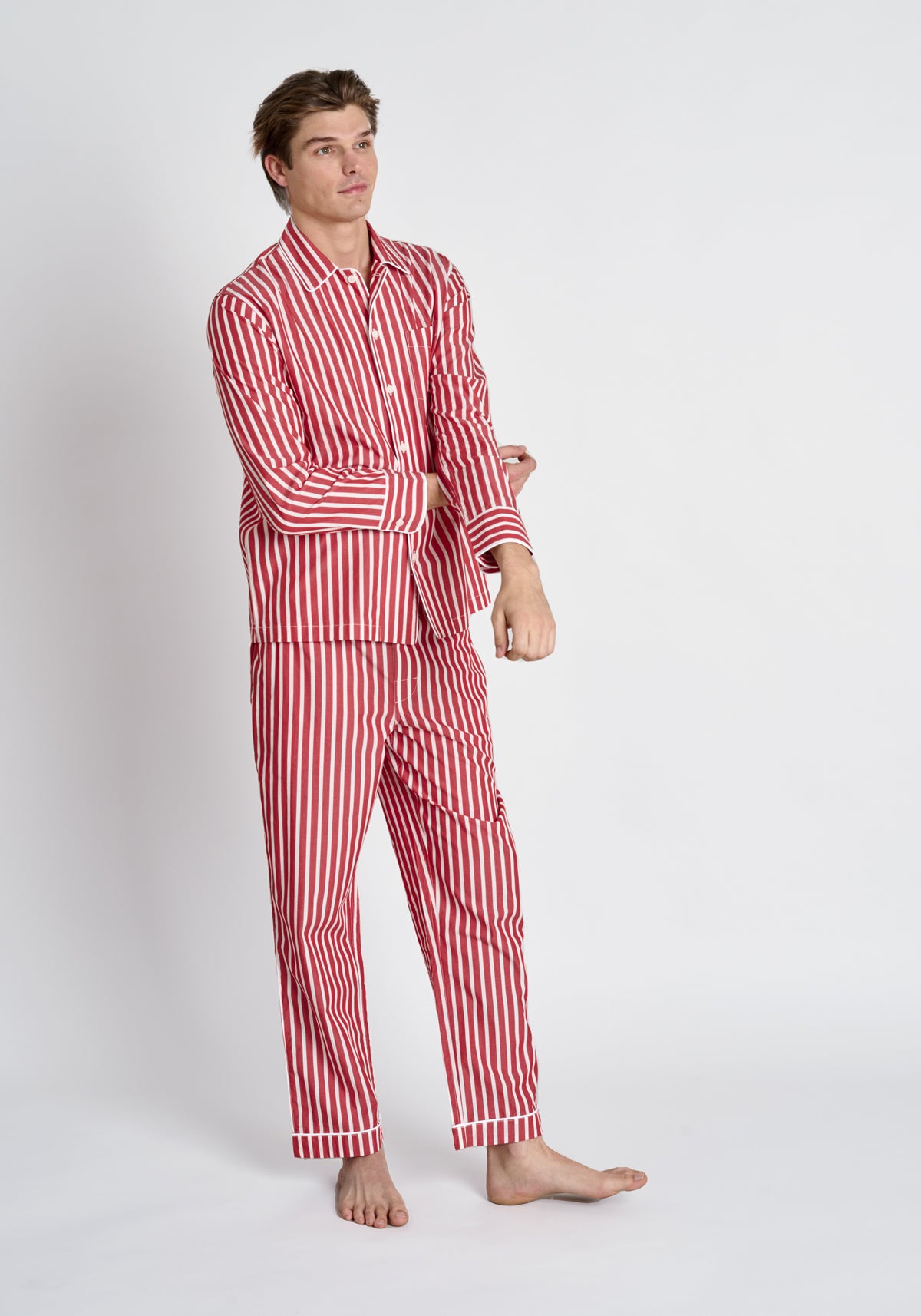 Henry Red Breton Stripe Pajama Set - Soft & Comfortable Sleepwear for Men & Women - Perfect for Lounging, Sleeping & Relaxing at Home