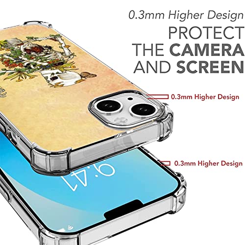 Bones and Botany Skull iPhone 13 Case - Skeleton Plants Spider Bees Butterfly Design, Trendy TPU Bumper Case with Wireless Charging Support | Perfect for Halloween, Gothic Style & Nature Lovers