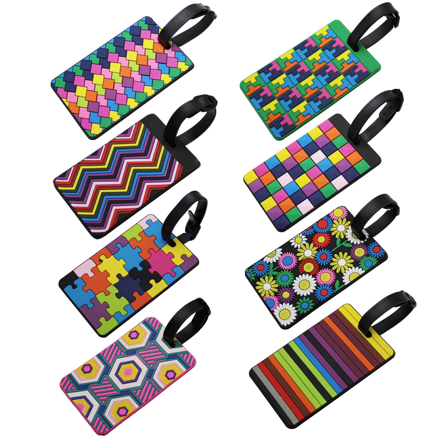 8-Pack Waterproof Travel Luggage Tags & ID Card Holders - Durable Suitcase Labels for Business Travel, Vacations, and Cruise Trips
