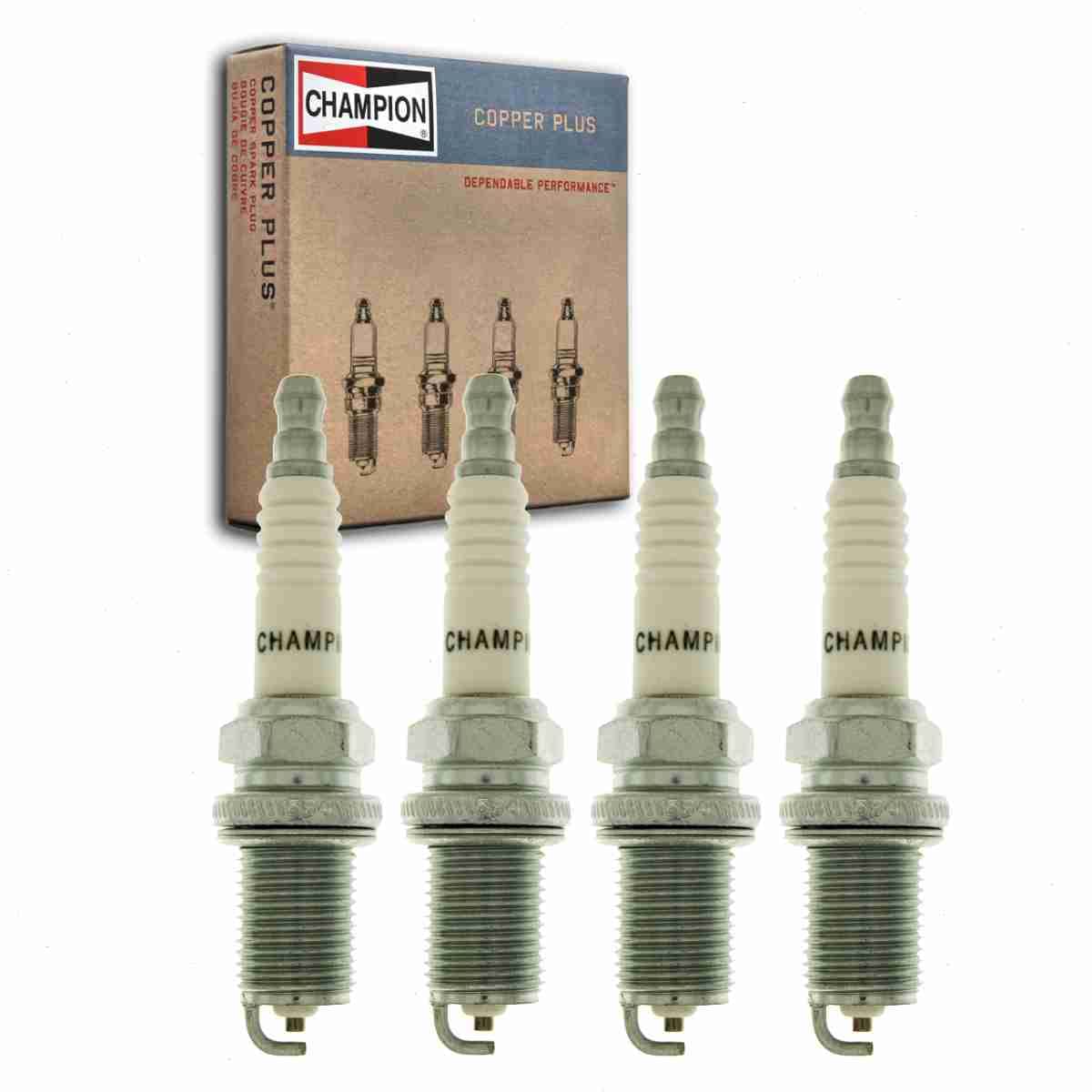 4-Piece Champion Copper Plus Spark Plugs - Compatible with Nissan Sentra 1.6L 2.0L L4 (1989-2001 Models) - High Performance Ignition for Smoother Acceleration & Better Fuel Efficiency - Ideal for City Driving & Highway Commutes