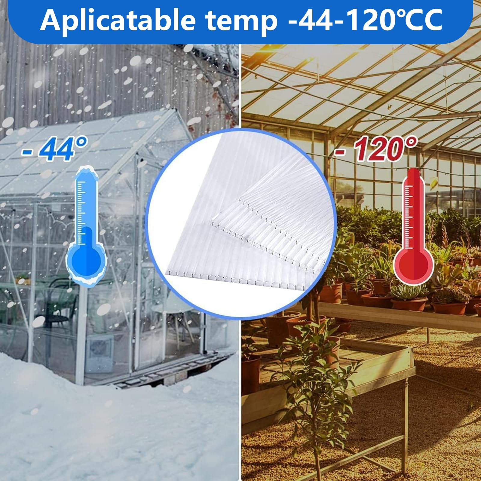 DGSL 14 Pcs 4' x 2' x 0.24'' Twin-Wall Polycarbonate Greenhouse Panels - Durable All-Weather Garden & Greenhouse Covering for Outdoor Plant Protection & DIY Projects