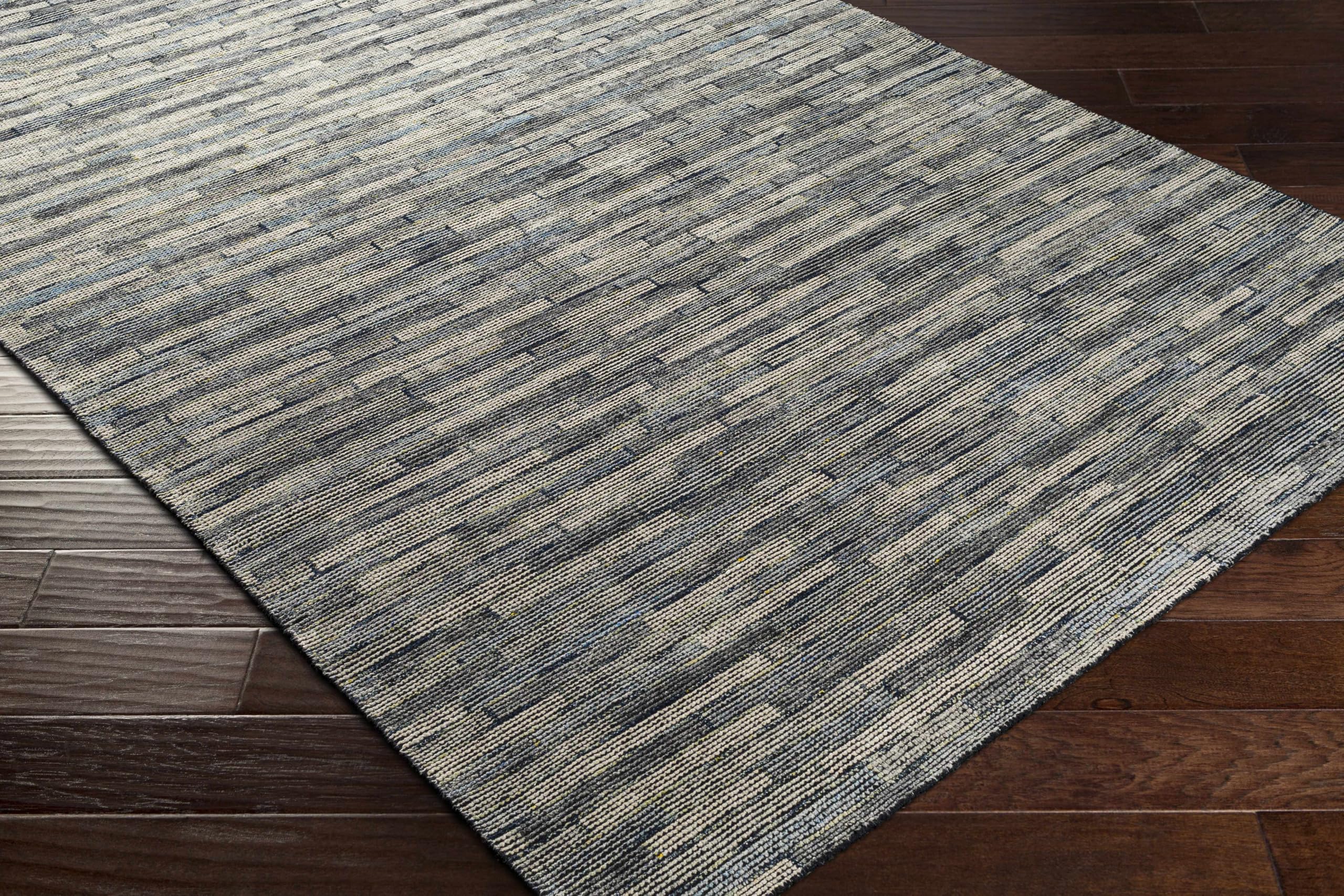 Hauteloom Willmar Wool Area Rug for Living Room & Bedroom - Modern Teal, Denim, Light Sage - 2' x 3' - Soft & Durable Handmade Rug for Cozy Home Decor