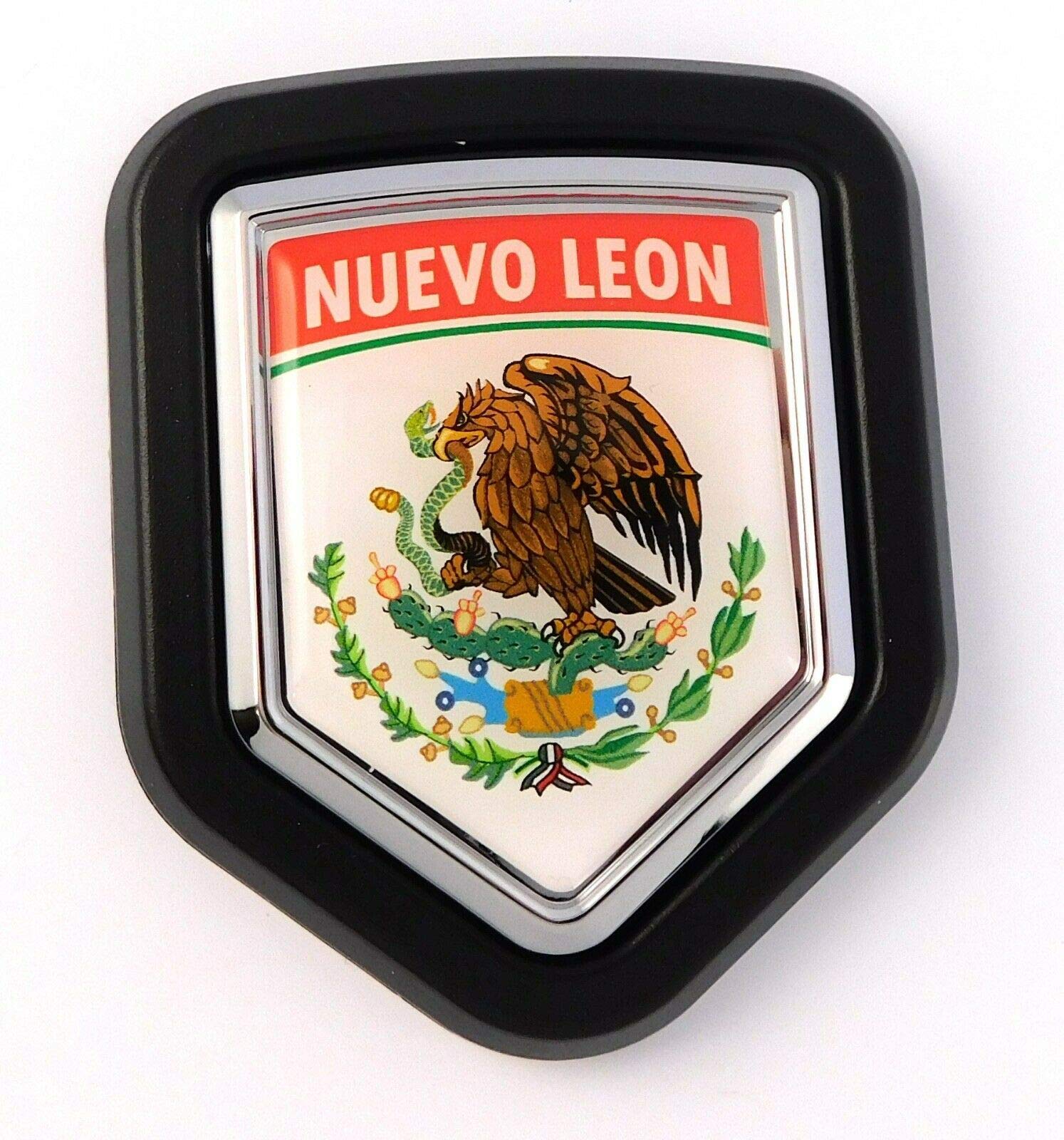 Authentic Nuevo Leon Mexico State Flag Car Truck Emblem - Black Shield Grill Badge for Grille Mount | Perfect for Truck Accessories, State Pride & Custom Vehicle Decoration