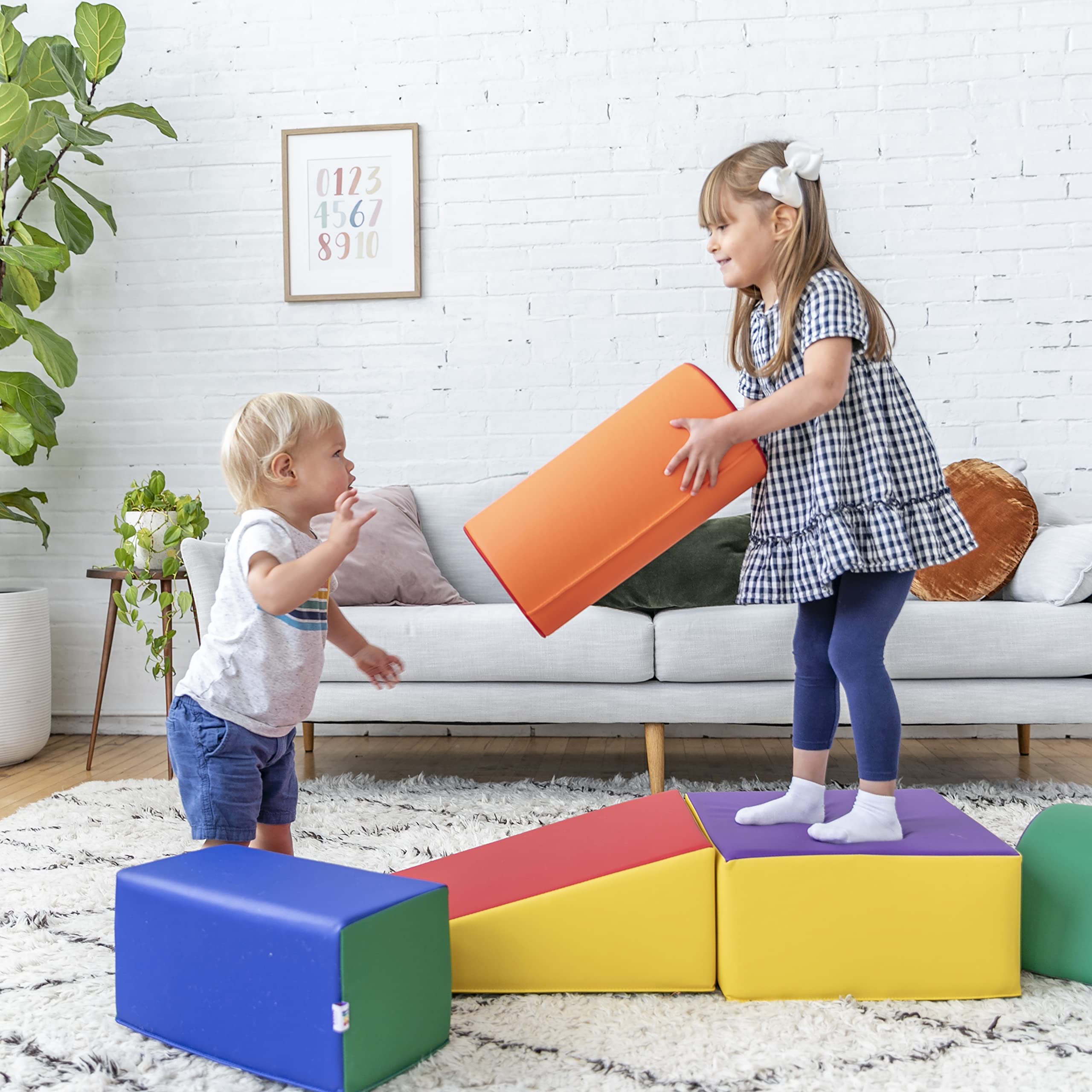 ECR4Kids SoftZone Climb and Crawl Playset - 5-Piece Foam Building Blocks for Toddlers | Safe Indoor Play Equipment for Daycare, Preschool & Home Playroom