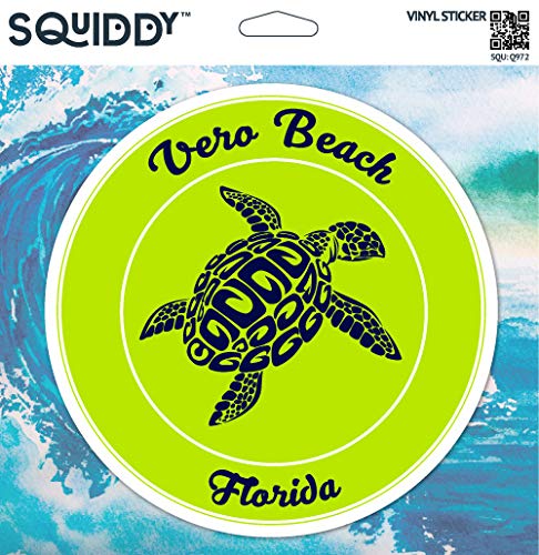 Squiddy Vero Beach Florida Turtle Vinyl Sticker Decal - Waterproof, Durable 2.5