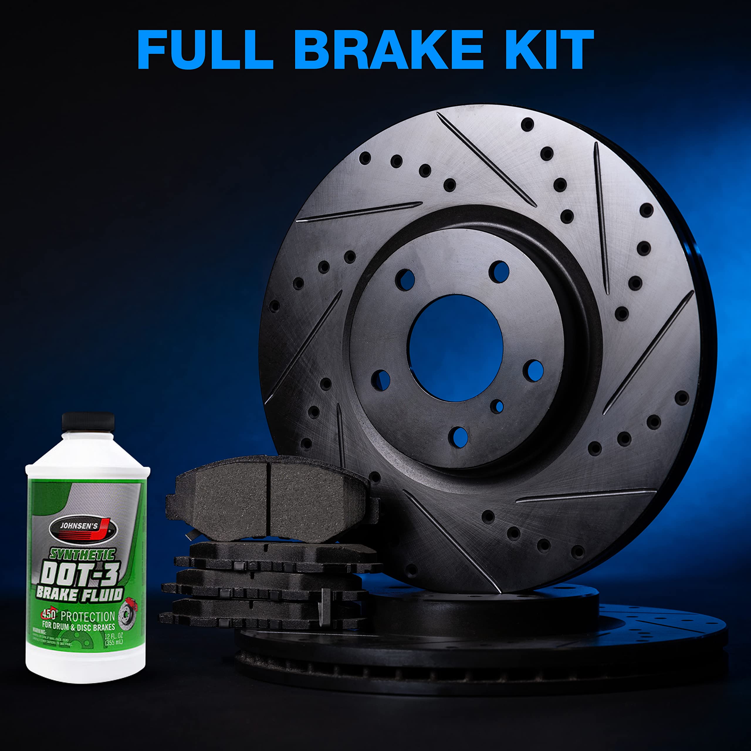Premium Power Sport Front & Rear Brake Pads and Rotors Kit - Heavy Duty Braking System BBCC.65143.04 for Motorcycles, ATVs & Off-Road Vehicles - Perfect for Racing, Trail Riding & Performance Upgrades