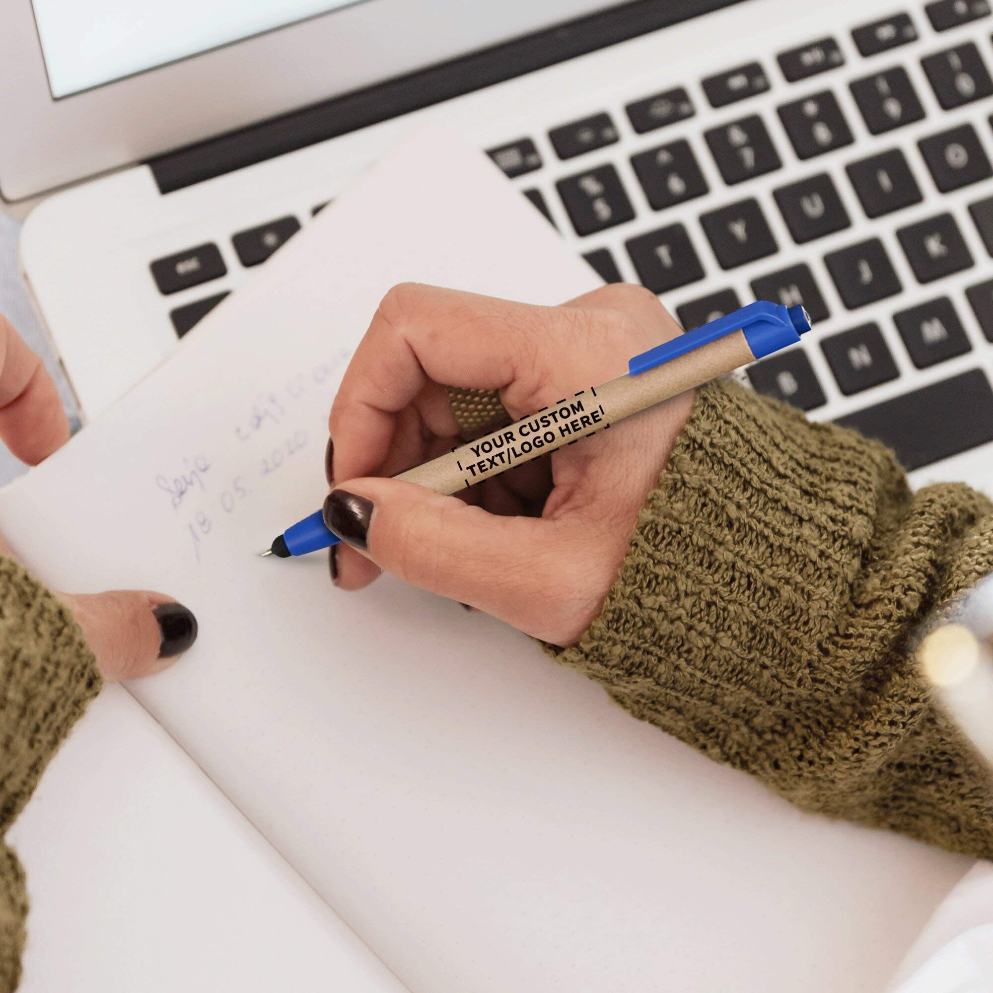 50 Pack Customizable Ballpoint Stylus Pens with Retractable Tip - Eco-Friendly Recycled Material - Add Your Logo/Text - Perfect for Office, School & Digital Note Taking