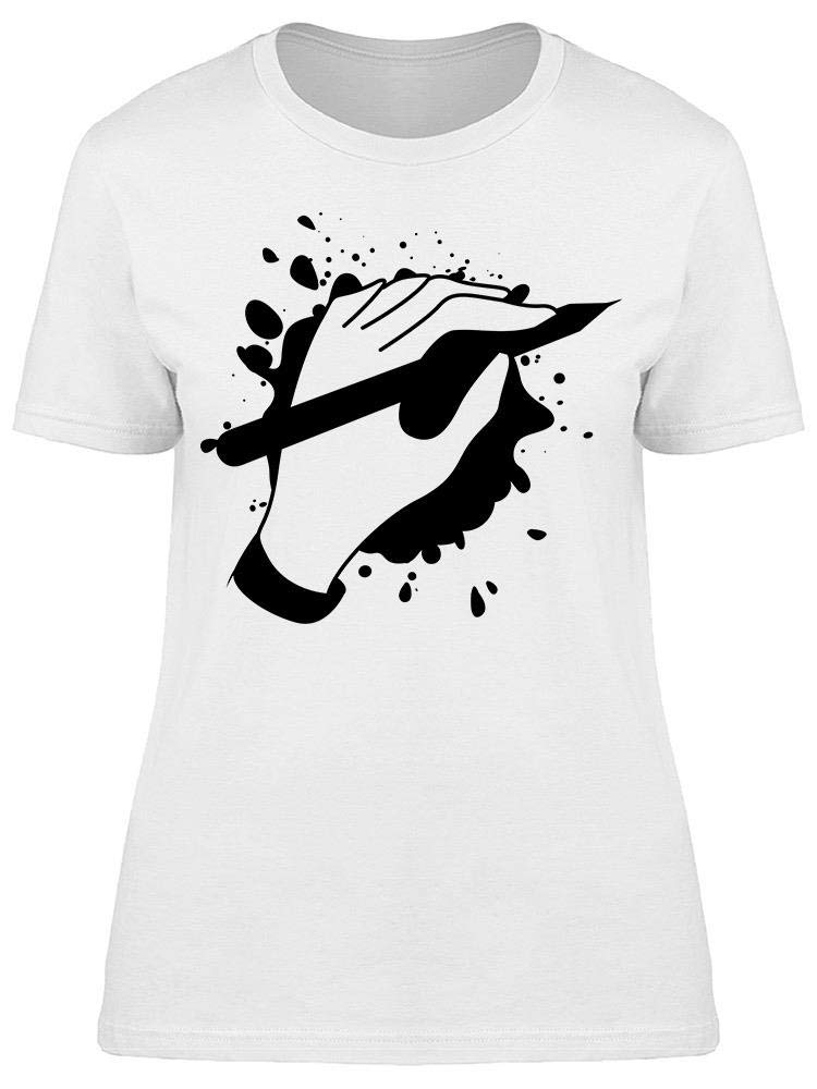 Women's Ink Splattered Writing Hand T-Shirt - Stylish Graphic Tee for Casual Wear, Street Fashion & Creative Outfits