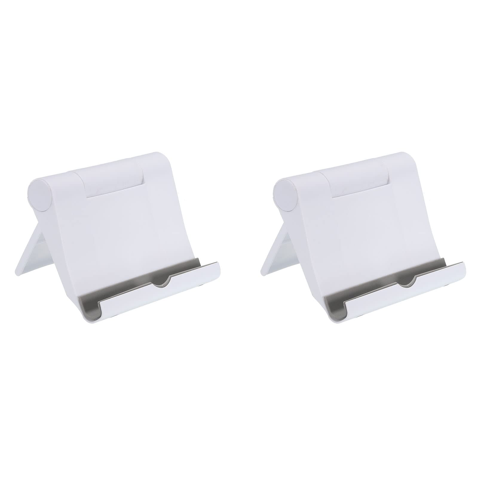 uxcell 2-Pack Multi-Angle Adjustable Phone Stand & Tablet Holder - Universal Smartphone Stand for iPhone, Samsung, iPad, Kindle E-Readers (White) - Perfect for Desk, Bedside, Kitchen & Video Calls