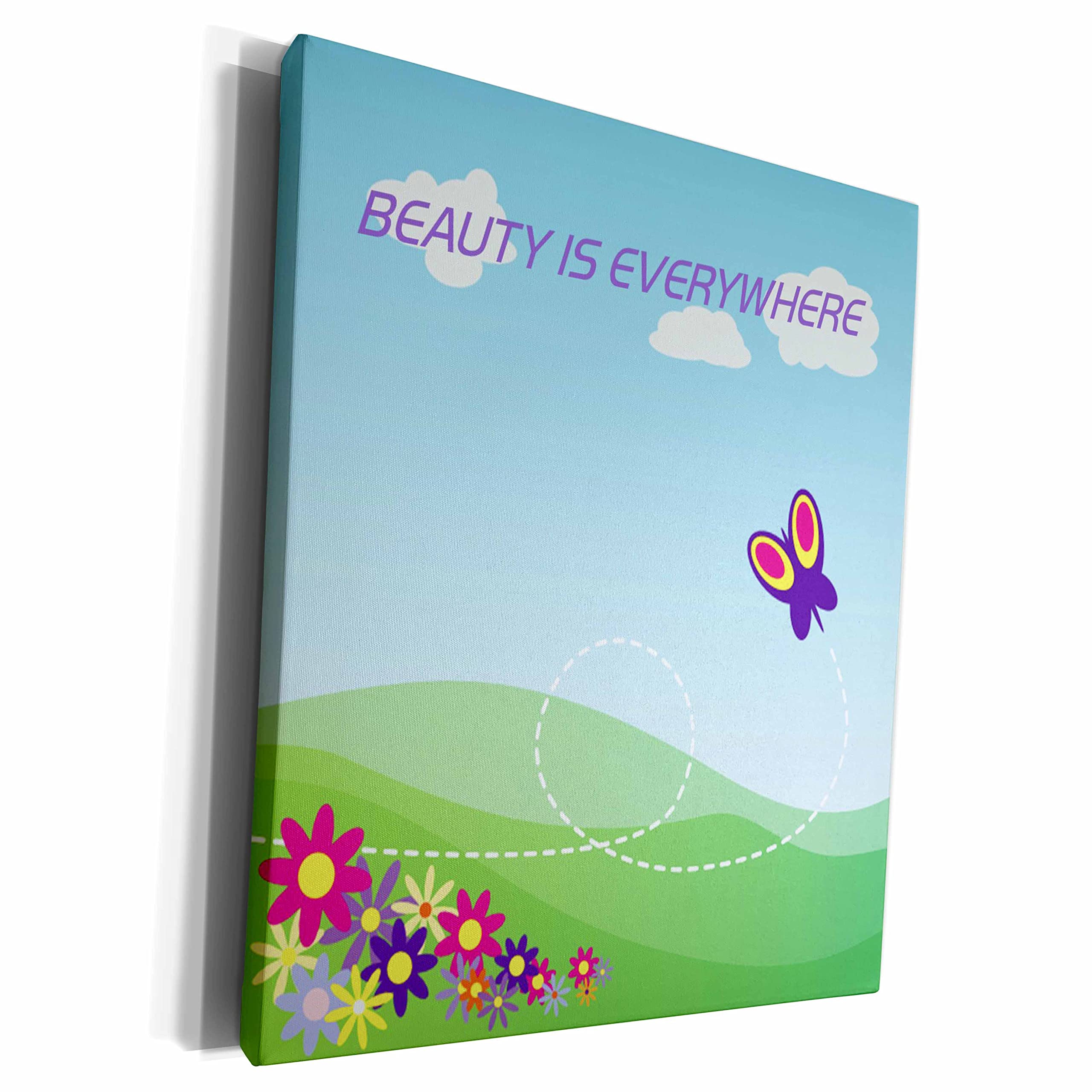 3D Rose Canvas Wrap - Butterfly & Flowers Art for Kids Room Decor