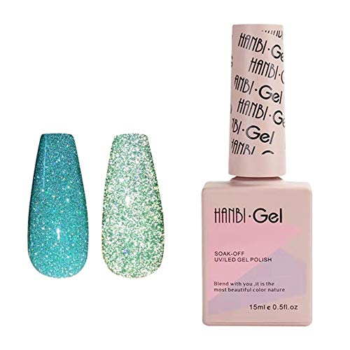 Reflective Gel Nail Polish Kit - Diamond Glitter UV/LED Soak Off Nail Gel (15ml) for Nail Art, Disco Party & Nightlife Glam | Shimmering Manicure & Pedicure Set for Salon & Home Use