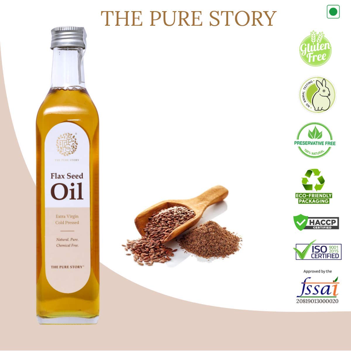 Pure Flaxseed Oil 100% Natural Cold-Pressed | Rich in Omega 3,6,9 Fatty Acids | Organic Hair & Skin Care | Glass Bottle (250ml) | Perfect for Smoothies, Salad Dressings & DIY Beauty Recipes