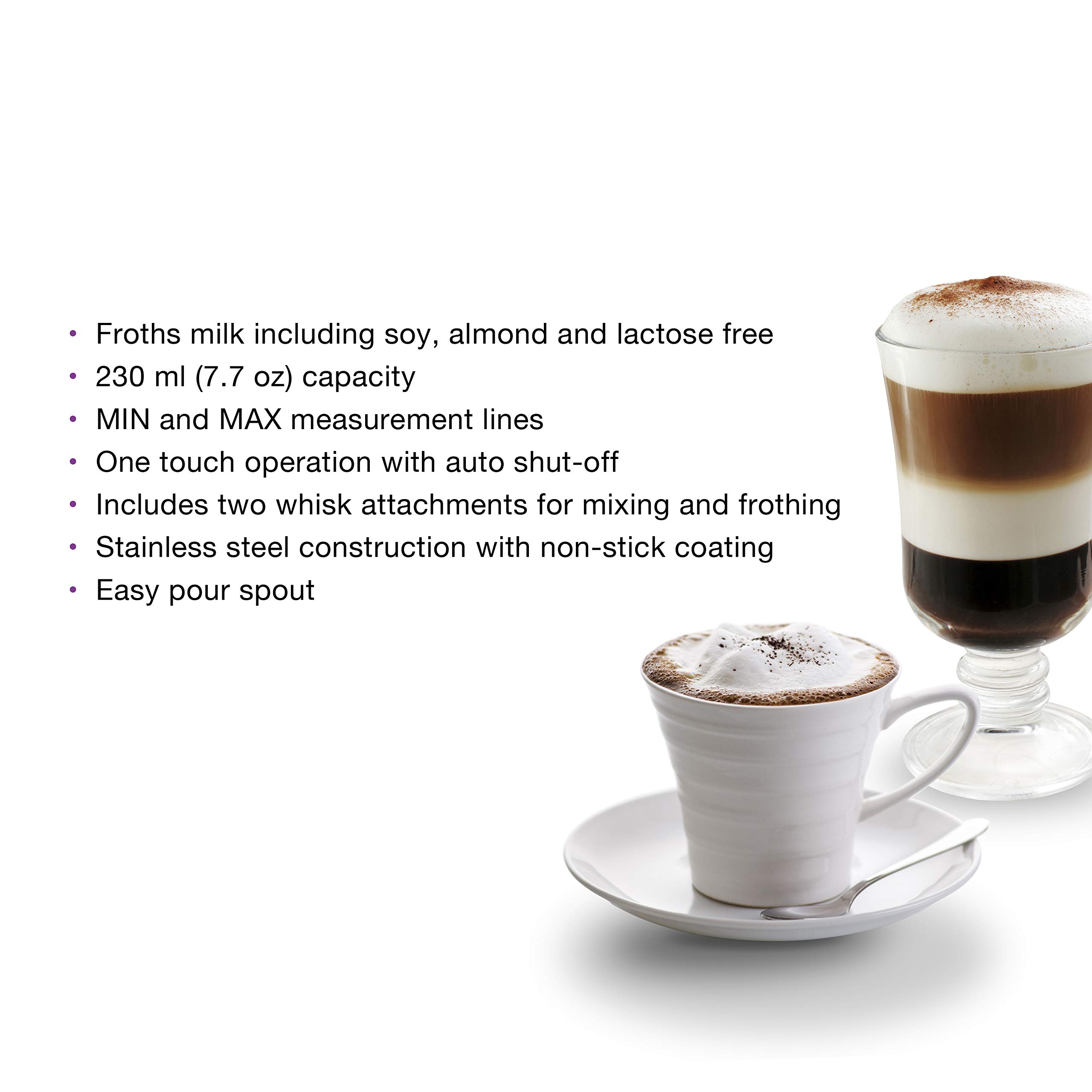 Premium Stainless Steel Milk Frother for Lattes, Cappuccinos & Hot Chocolate - Electric Whisk for Perfect Foam - Ideal for Coffee Shops, Home Baristas & Hot Beverage Lovers