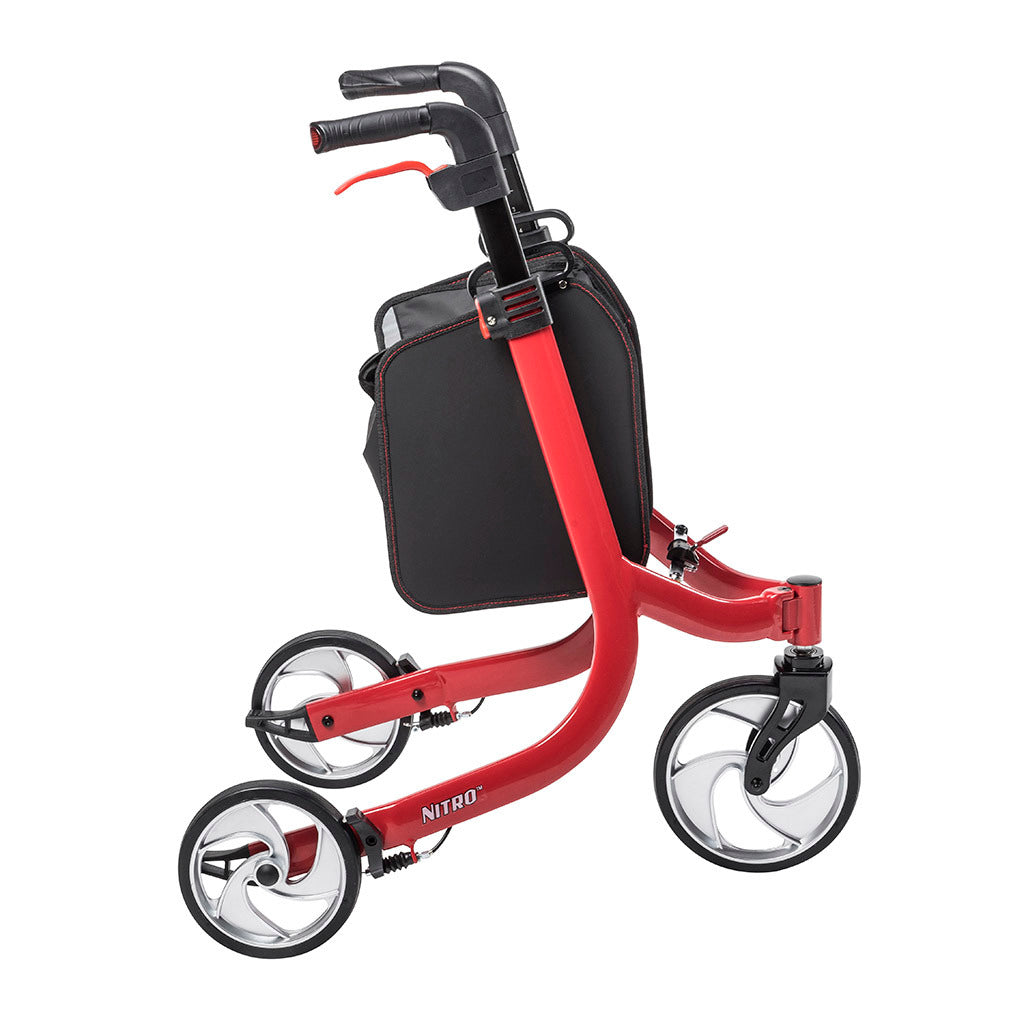 Nitro™ 3 Wheel Rollator Walker with Seat - Lightweight Mobility Aid for Seniors & Adults - Foldable Walking Rollator with Hand Brakes & Storage Bag - Ideal for Indoor & Outdoor Use, Shopping, Travel & Recovery