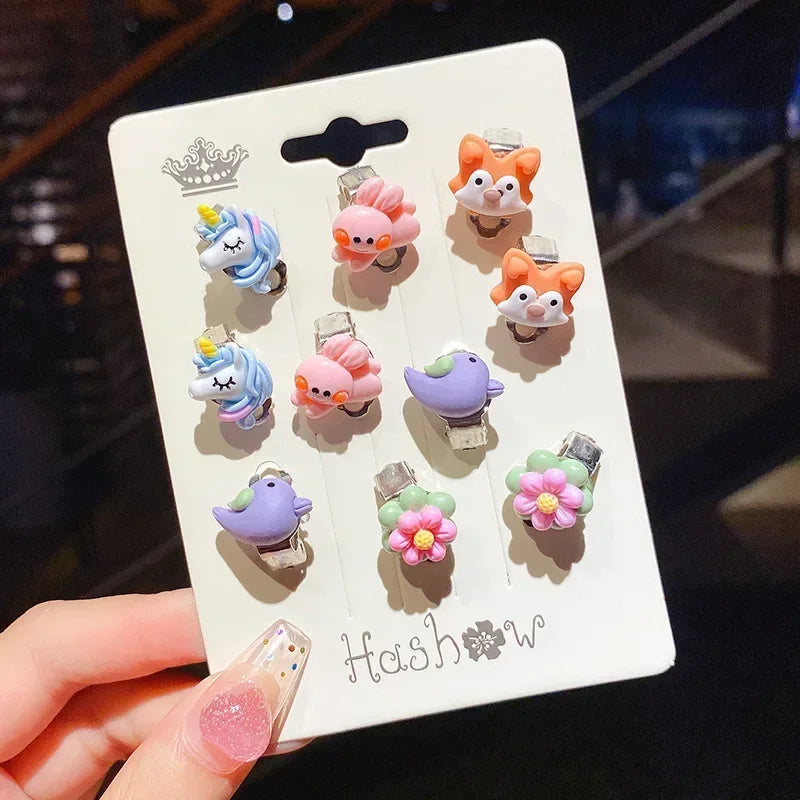 10pcs Cute Girls Earrings Set - Dainty Stud & Hoop Earrings for Teens & Women - Perfect for School, Party & Everyday Wear