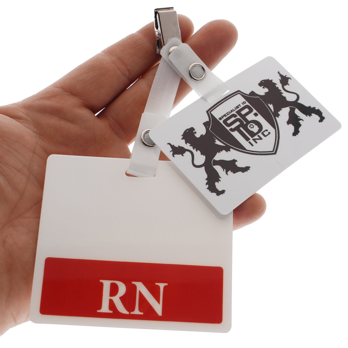 100 Pack Bulk Dual Strap ID Badge Clips - Heavy Duty Reinforced Badge Holders for Work ID Cards, Nurses, Teachers & Professionals - Secure Attachment for Scrubs, Pockets & Lanyards - Office, Hospital & School Use