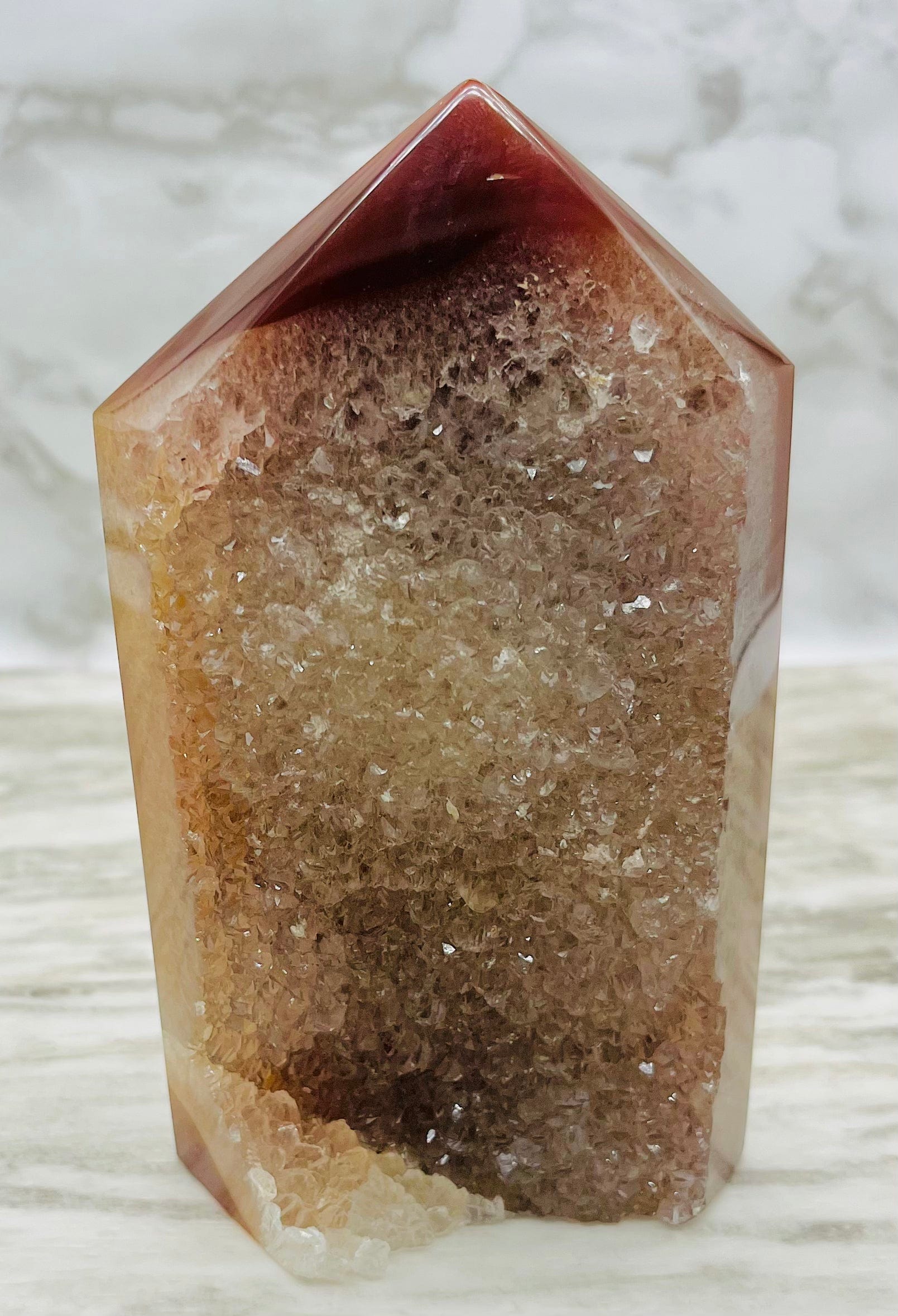 Natural Agate & Quartz Crystal Tower - Healing Stone for Meditation, Reiki, Yoga & Home Decor | Spiritual Energy Enhancer & Feng Shui Gift