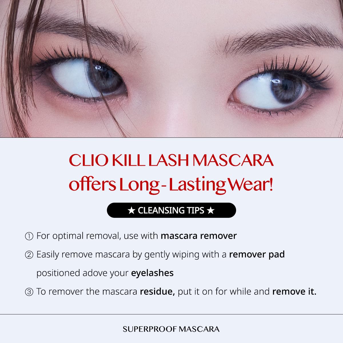 CLIO Kill Lash Superproof Mascara - Extreme Volume Black (04) - Waterproof, Smudge-Proof, Long-Lasting for Dramatic Lashes - Perfect for Daily Wear, Special Occasions & Night Out Makeup