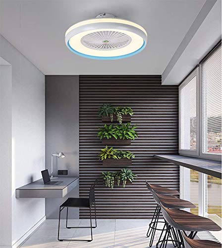 Modern Dimmable LED Ceiling Fan with Remote Control - 5-Blade Flush Mount Light Fixture for Kids Bedroom, Living Room & Dining Room - Energy Efficient Metal & Acrylic Design (Blue) | Perfect for Cooling & Lighting Your Home Spaces
