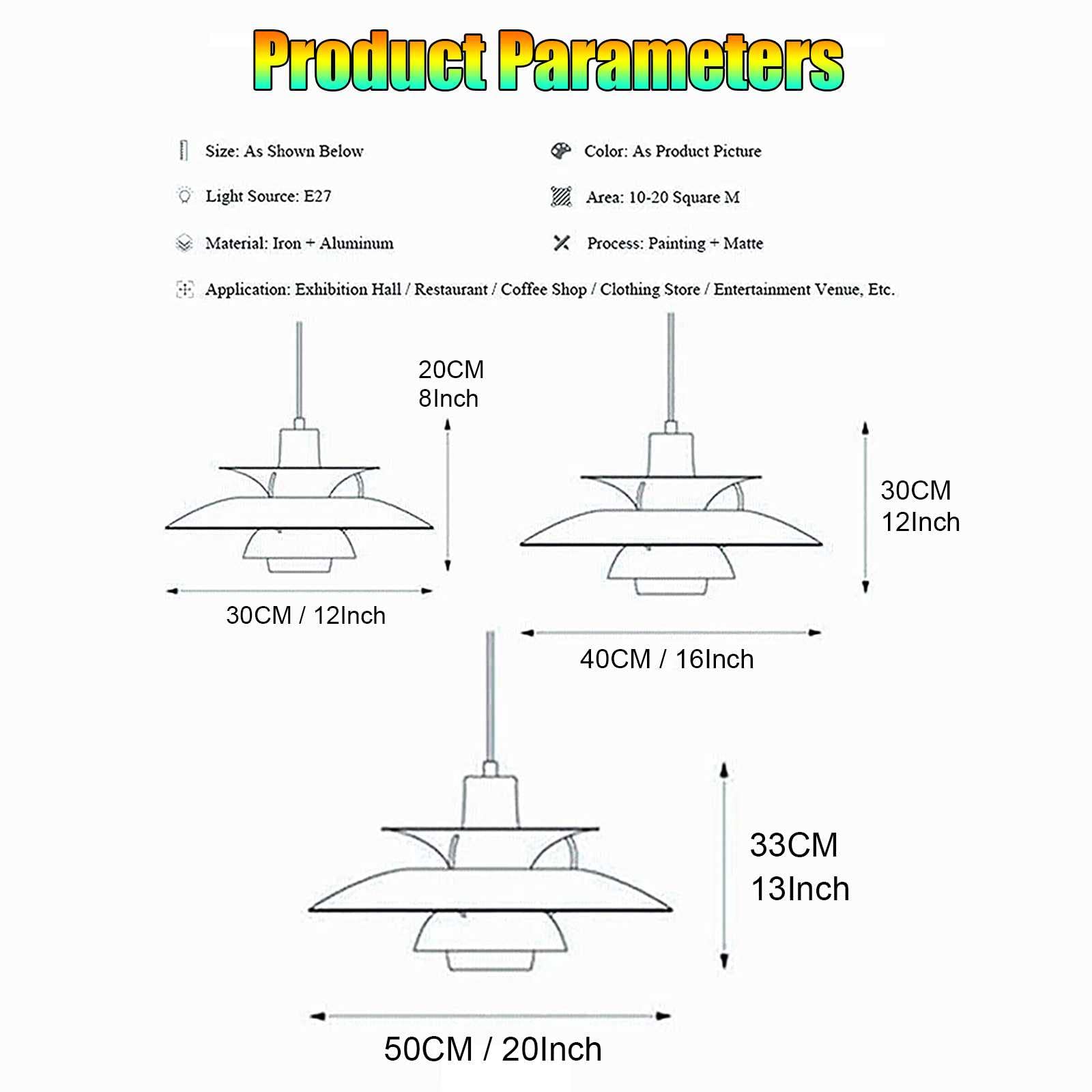 PH5 Pendant Lights - Modern Danish Style Aluminum Chandelier | Minimalist UFO Ceiling Lamp with Bulb Included (40cm) | Perfect for Living Room, Dining Room, Kitchen & Restaurant Lighting