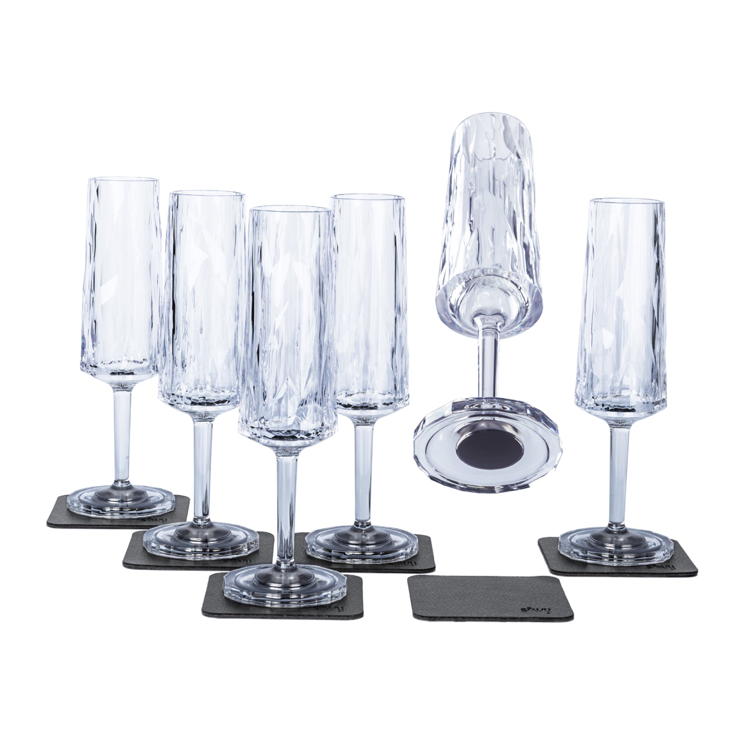 Premium Plastic Champagne Glasses with Magnetic Base - Elegant & Durable Stemware for Weddings, Parties & Special Occasions - Perfect for Toasting & Celebrations