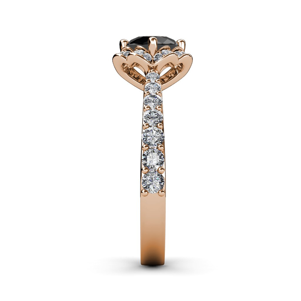 1.38 Carat Black & Natural Diamond Floral Halo Engagement Ring in 14K Gold - Perfect for Proposals, Weddings & Anniversary Gifts