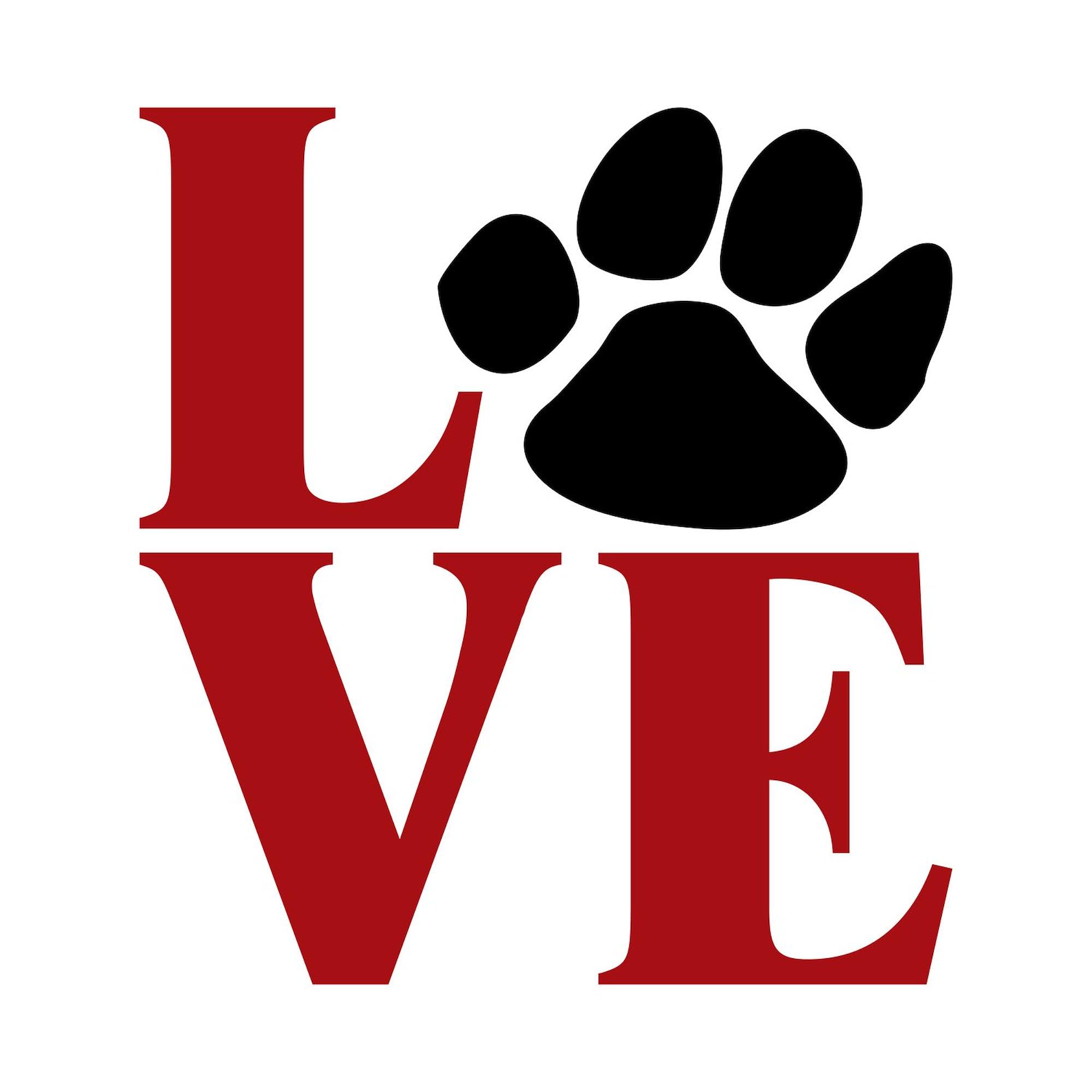 Love Paw Sticker for Cars - Oval Bumper Decal for Pet Lovers