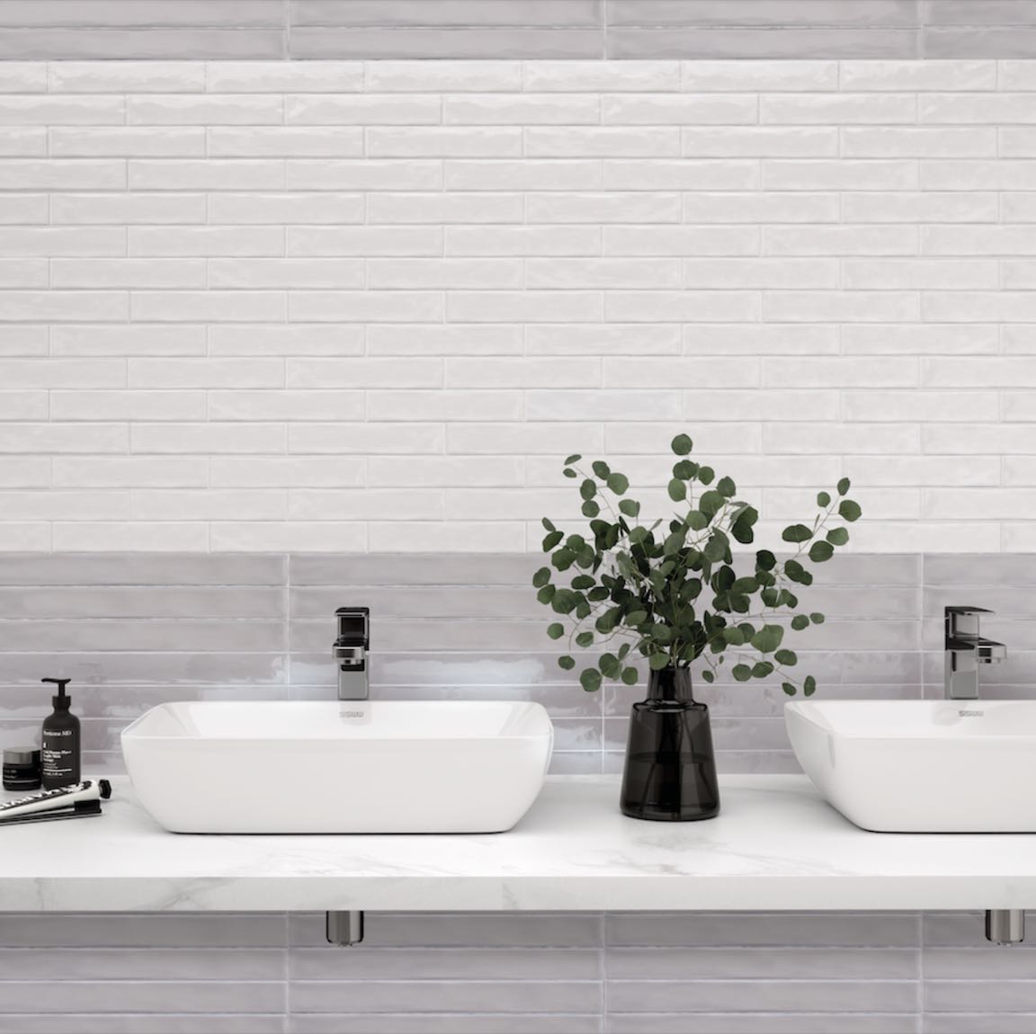 White 2x10 Ceramic Wall Tiles - Matte Finish Bathroom & Kitchen Backsplash - Perfect for Modern Home Renovation, Shower Surrounds, and Fireplace Accents