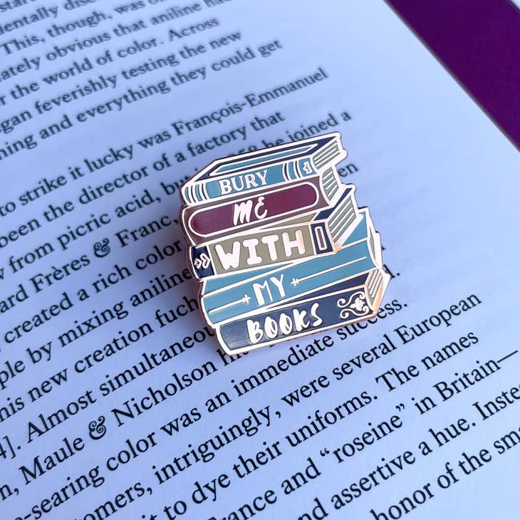 Bury Me With My Books Enamel Pin - Book Lover Gift - Literary Jewelry for Readers - Perfect for Book Clubs, Gifts & Accessories