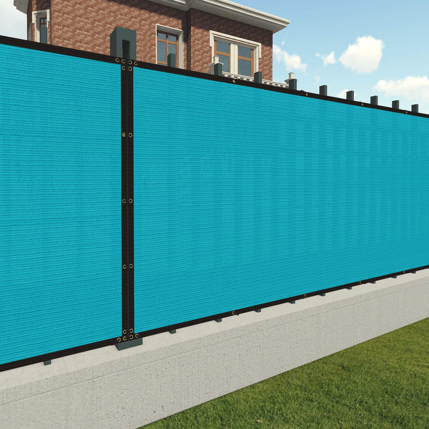 7'x20' Turquoise Privacy Screen Fence - UV Block Mesh Shade Cover for Garden & Backyard