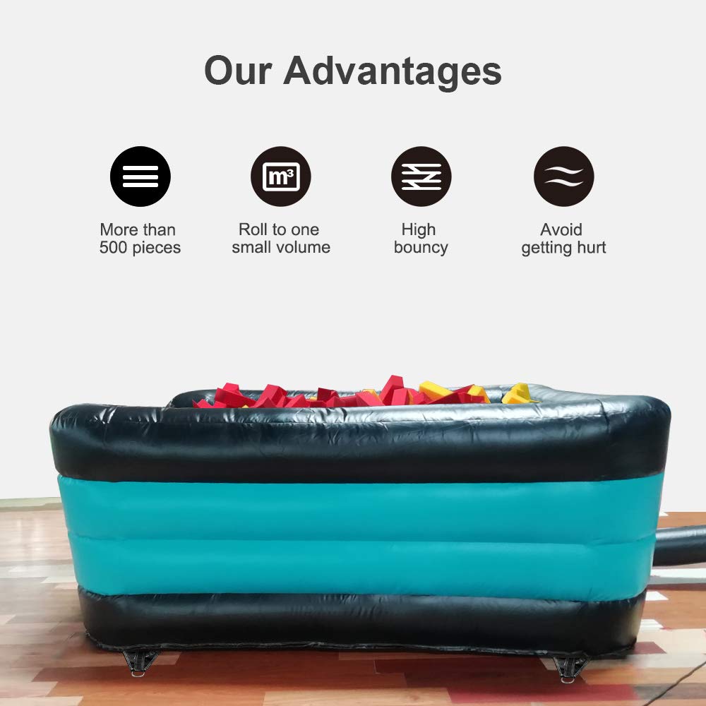 Air Foam Pit Square Pools & Bouncy Mats - Durable Foam Pit Accessories for Air Tumbling Fun | Indoor/Outdoor Playpen for Kids, Gymnastics Training, Trampoline Parks & Backyard Play Areas