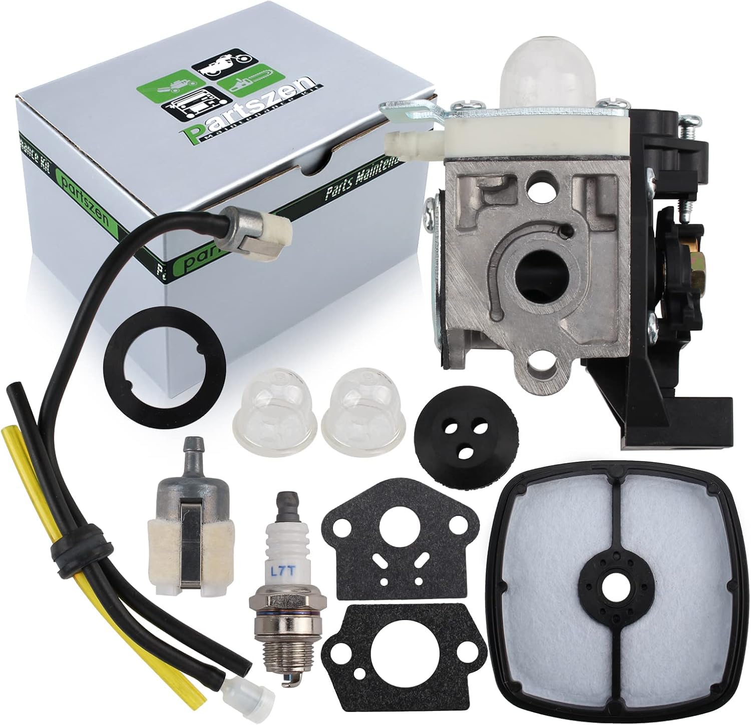 Echo GT225 GT225i GT225L PAS225 PE225 PPF225 SHC225 SRM225 SRM225U Carburetor Replacement Kit with Fuel Maintenance, Air Filter, Gasket & Spark Plug - Compatible with Echo String Trimmers, Brush Cutters & Landscaping Tools
