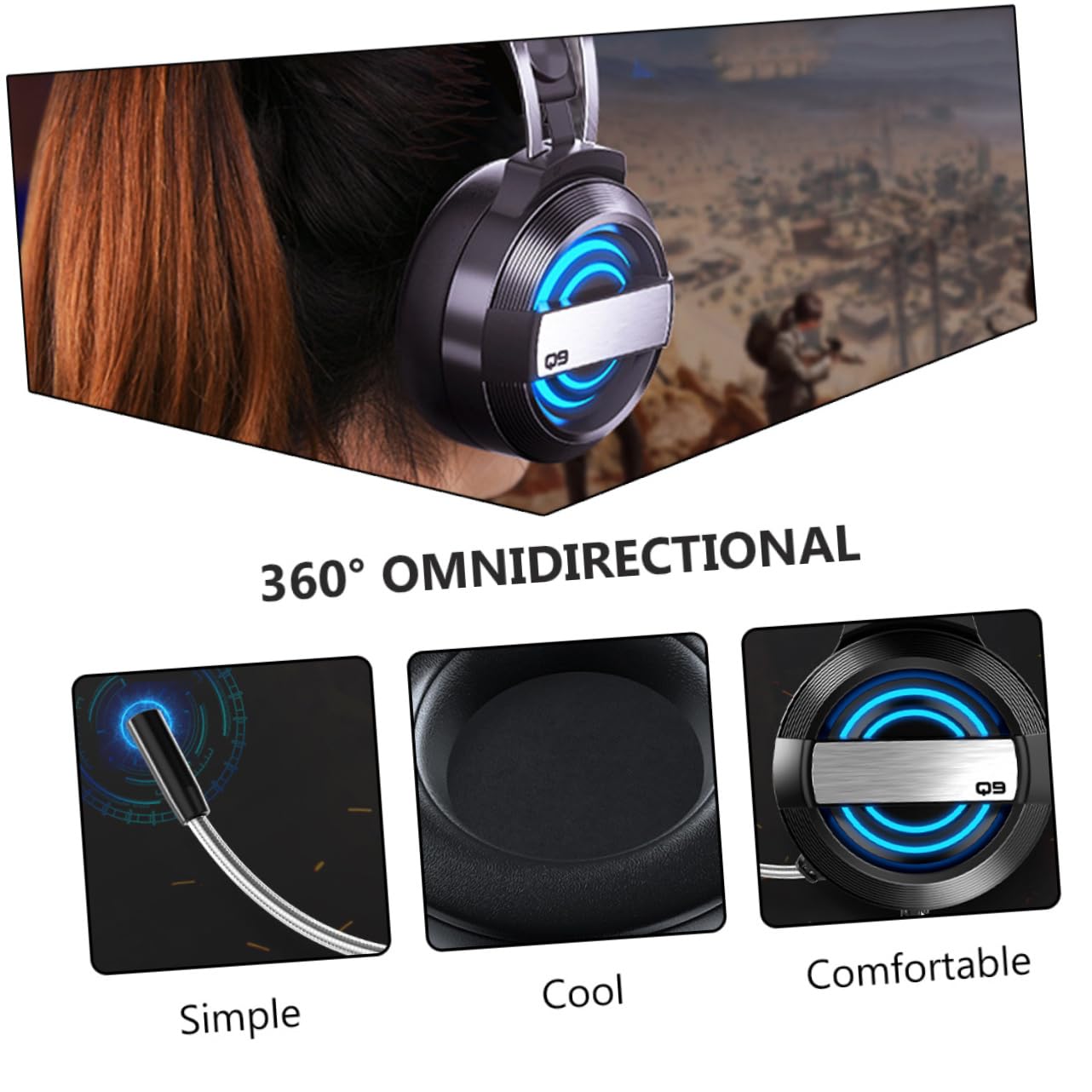 BESTonZON Professional Wired Gaming Headset with Noise Cancellation - Durable Over-Ear Headphones for PC, PS4, Xbox - Perfect for Competitive Gaming, Streaming & Online Meetings