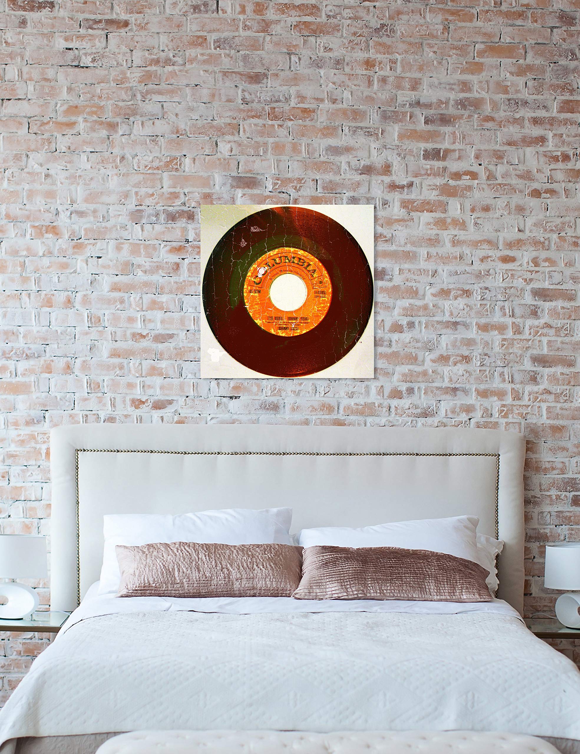 Rebel Vinyl Music Wall Art Canvas Print - 30x30 Inches Orange & Black Home Decor by Oliver Gal Artist Co. - Perfect for Living Room, Bedroom & Music Studio Decor