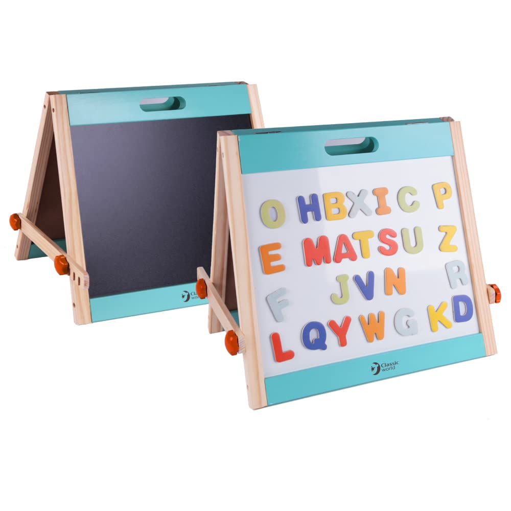 Magnetic Drawing Board for Kids - Foldable Whiteboard & Chalkboard with Alphabet Letters, Educational Toy for 3+ Years Old - Perfect for Home Learning, Preschool Activities & Creative Play