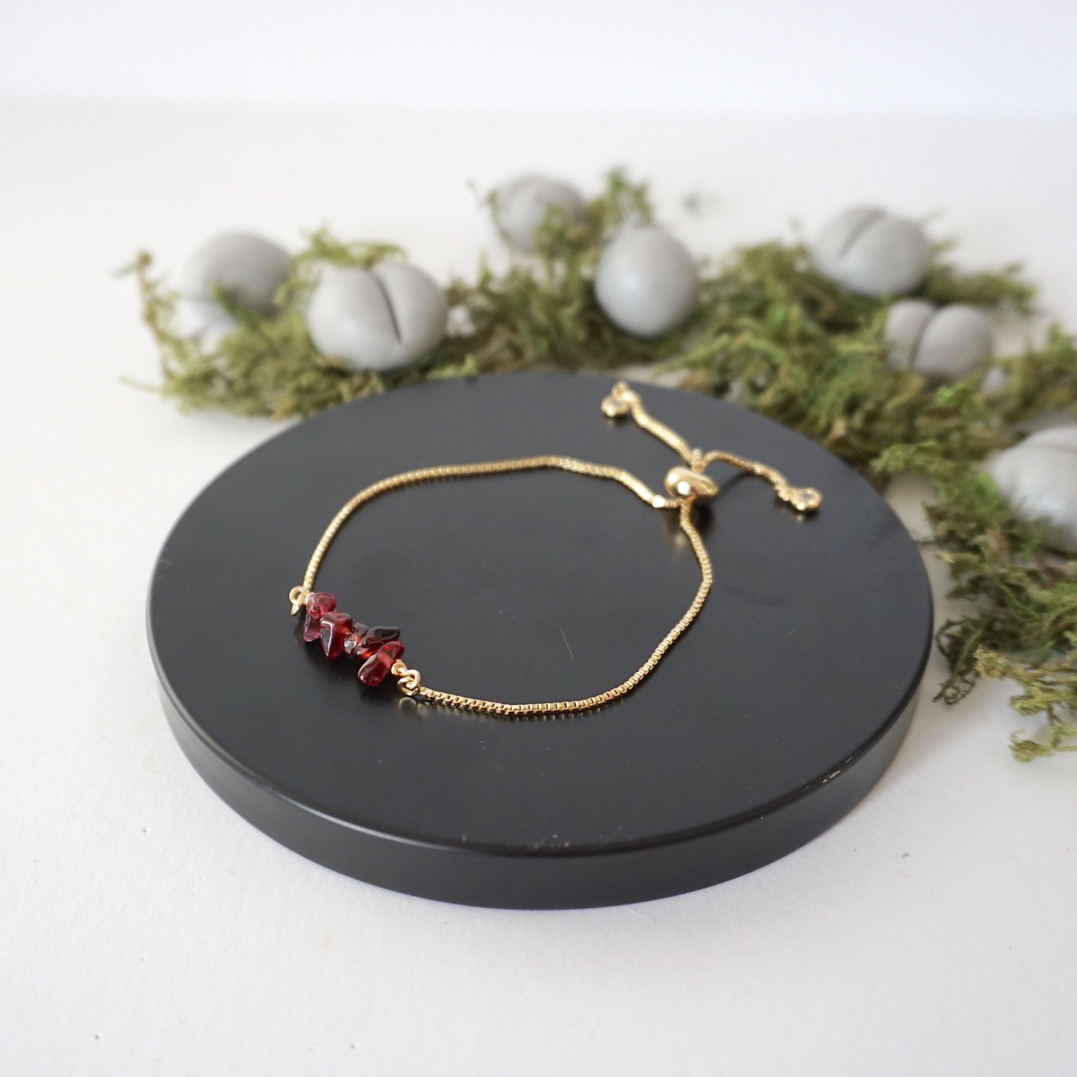 Elegant Gold Plated Adjustable Garnet Bolo Crystal Bracelet for Women | Boho Chic Jewelry Gift for Birthday, Anniversary & Special Occasions | Perfect for Parties, Weddings & Everyday Wear