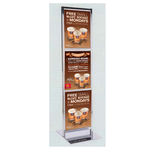 3 Tier Poster Display Floor Stand - 22x28 Inches - Heavy Duty Metal Sign Holder for Trade Shows, Retail Stores, and Events