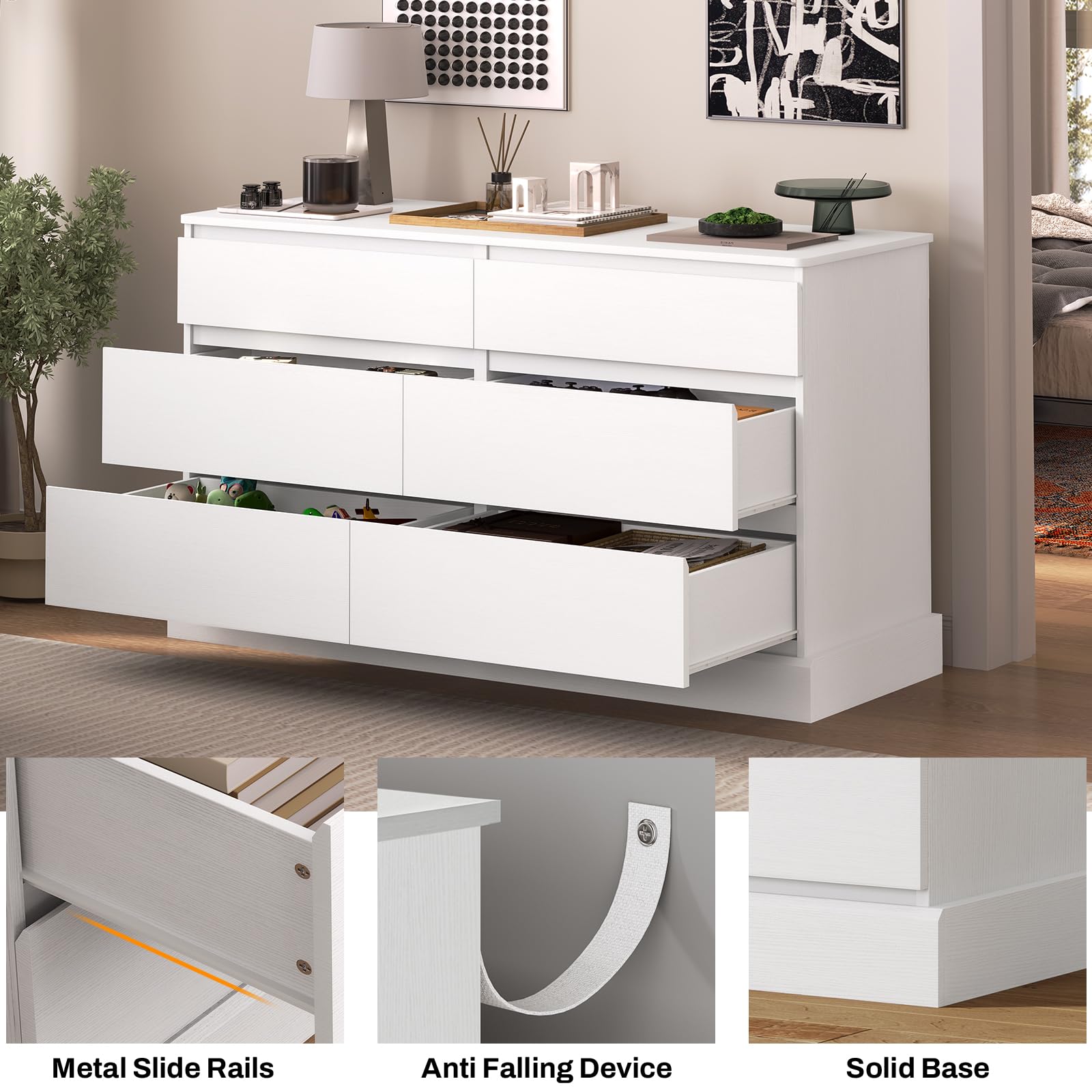 Hasuit 6-Drawer Double Dresser, 51.5