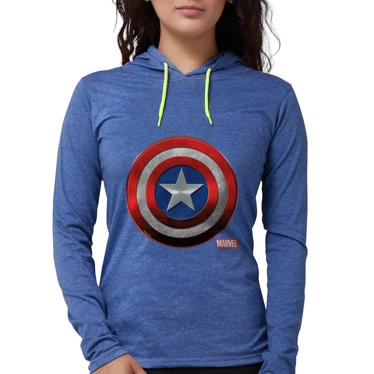 Captain America Icon Women's Hooded Hoodie T-Shirt | Marvel Superhero Apparel | Casual Wear & Cosplay Outfit for Fans