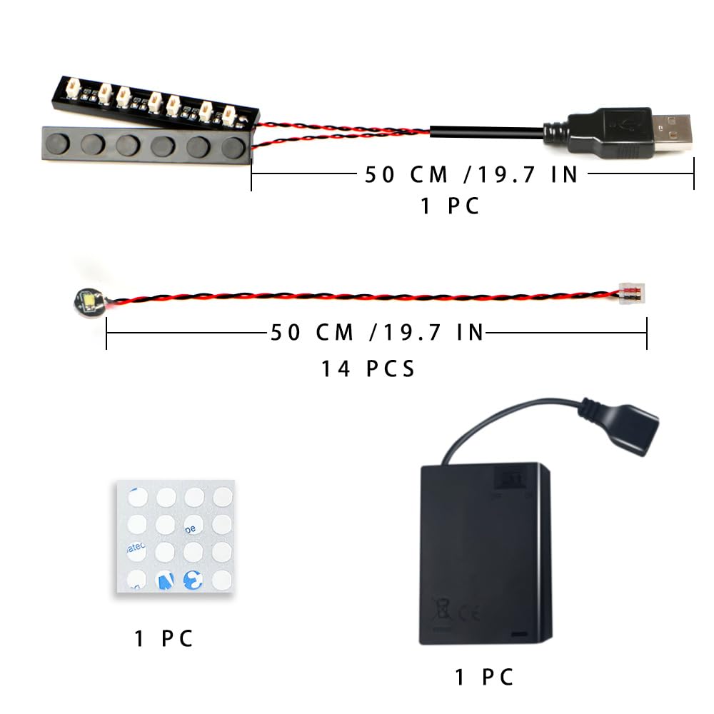 14 Mini LED Light for Block Building - Portable & Versatile Model Lighting Kit - Compatible with LEGO, Mega Bloks & Major Building Blocks - Perfect for DIY Projects, Night Lights & Creative Play