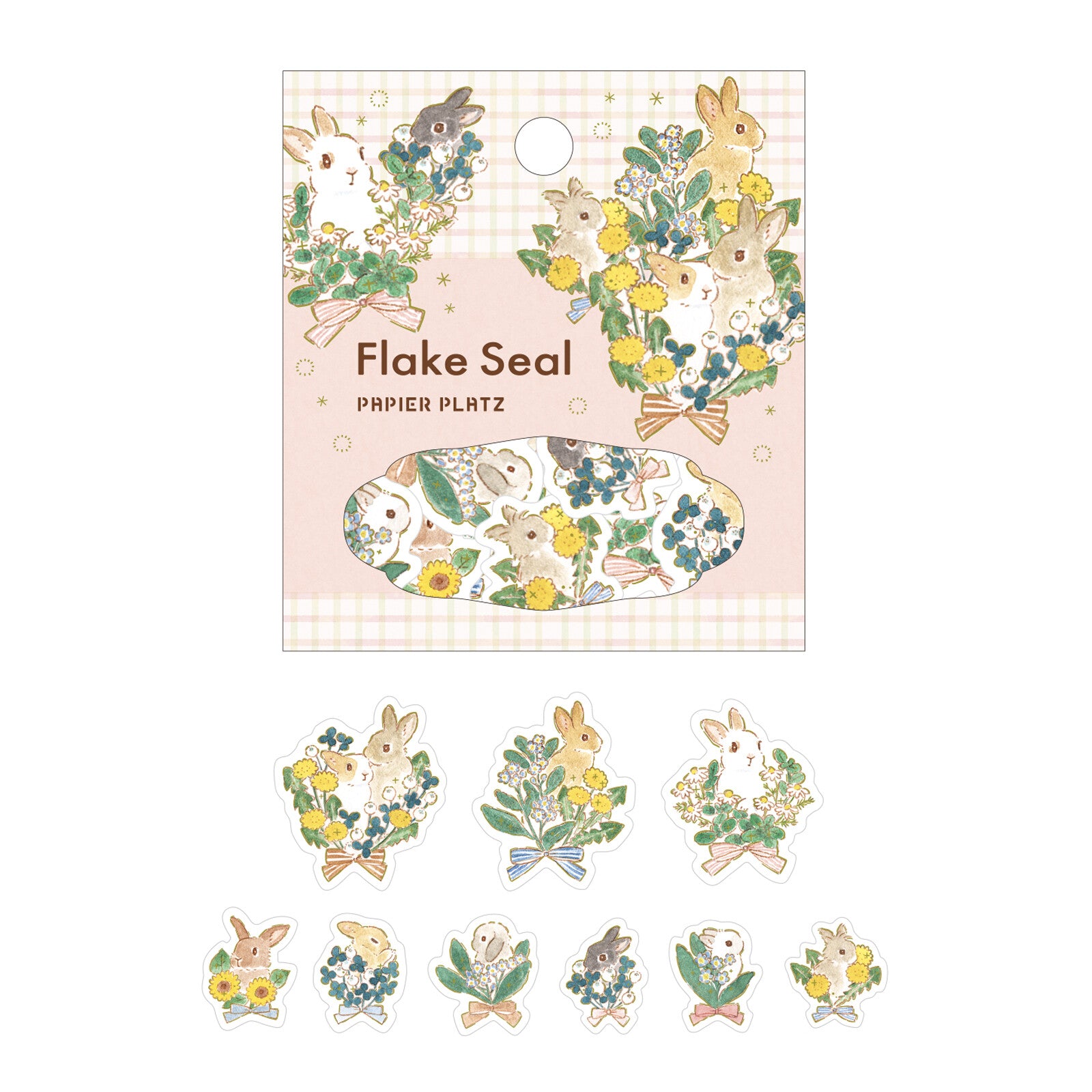 Cute Bunny & Flower Flake Stickers by Schinako Moriyama - Perfect for Scrapbooking, Journaling, and DIY Crafts