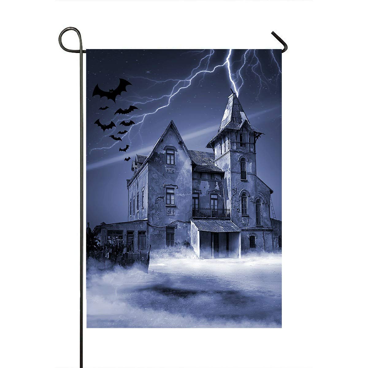 ECZJNT Haunted House Halloween Garden Flag - 28x40 Inch Spooky Outdoor Decor for Yard, Porch & Party | Scarecrow, Ghost & Pumpkin Design for Fall & Holiday Festivities